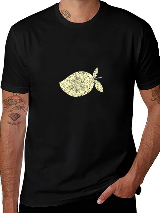 Black T-Shirt with Ornamental Mango Graphic