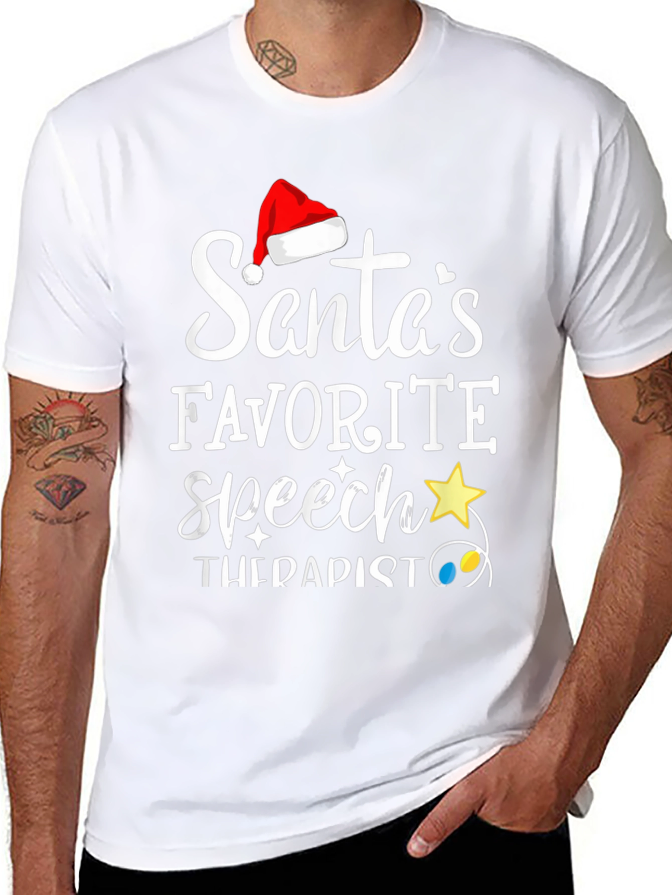 Santas Favorite Speech Therapist T-Shirt Christmas Holiday