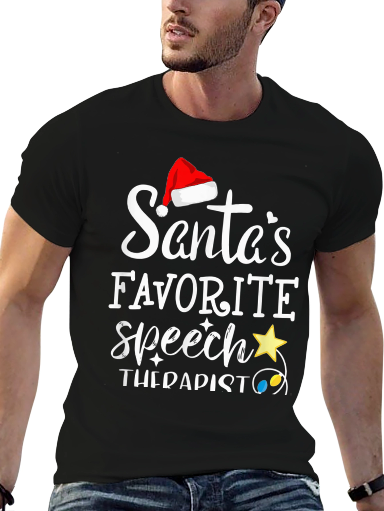 Santas Favorite Speech Therapist T-Shirt Christmas Holiday