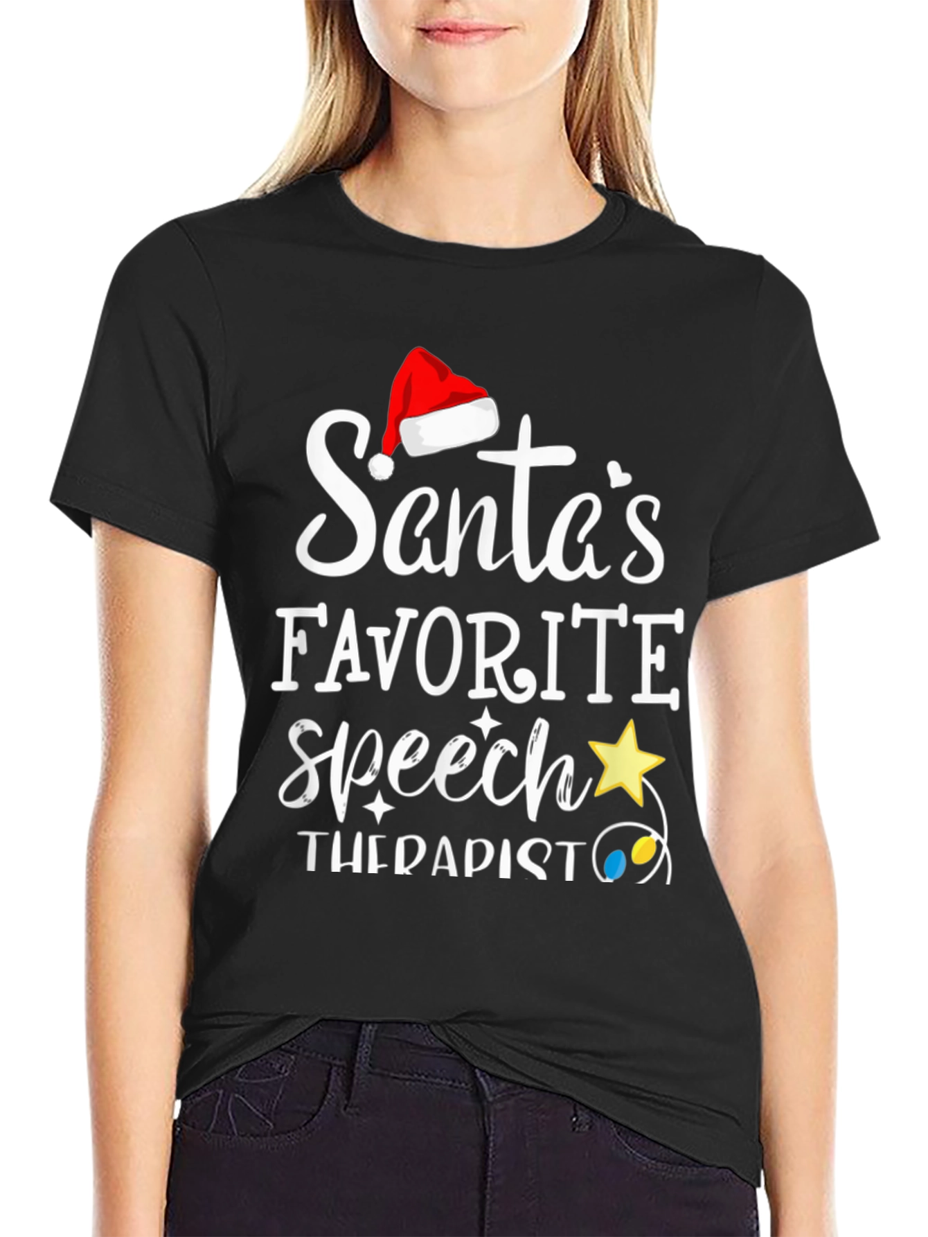 Santas Favorite Speech Therapist T-Shirt Christmas Holiday