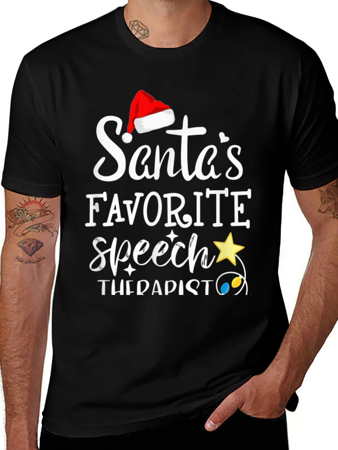 Santas Favorite Speech Therapist T-Shirt Christmas Holiday