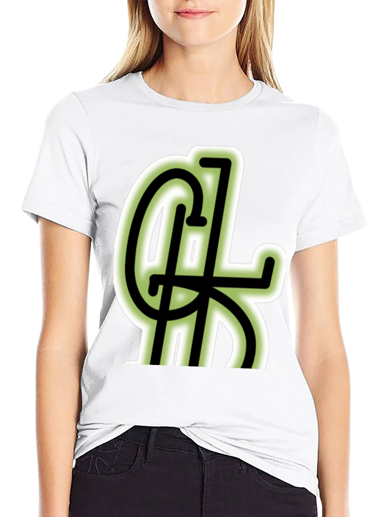 Black T-Shirt with Green Lettering Design