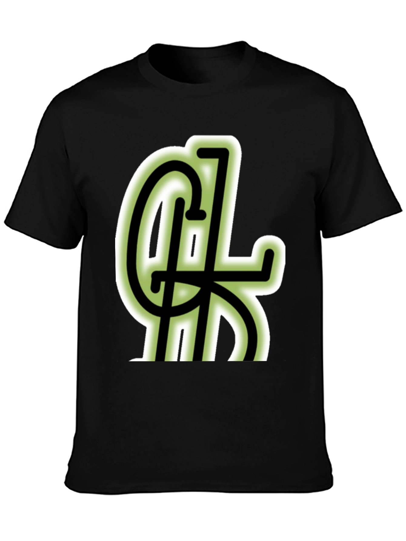 Black T-Shirt with Green Lettering Design