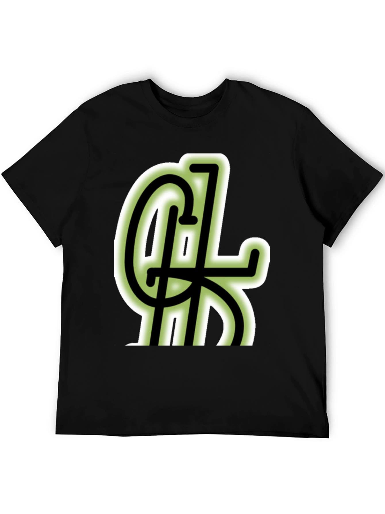 Black T-Shirt with Green Lettering Design