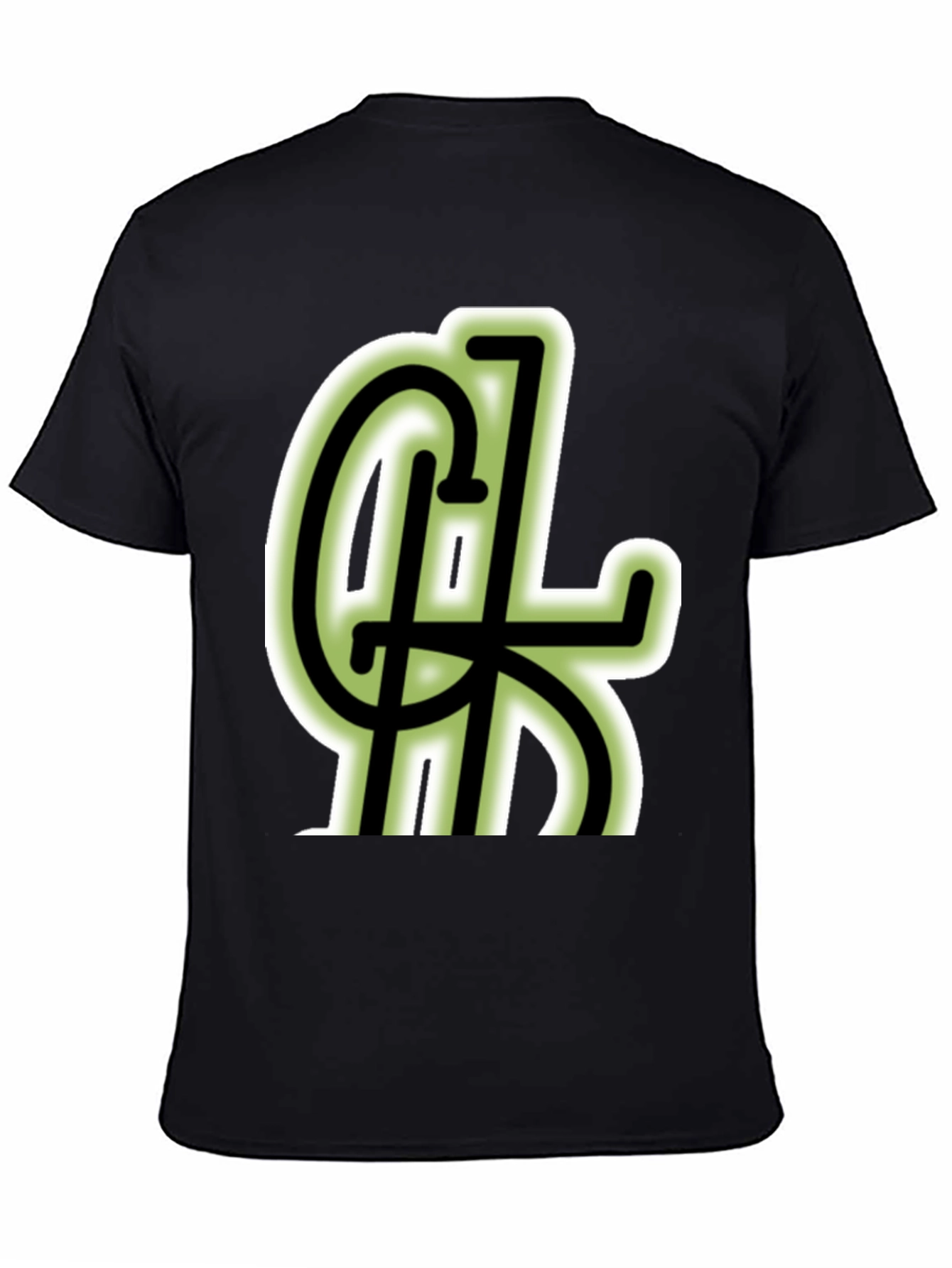 Black T-Shirt with Green Lettering Design