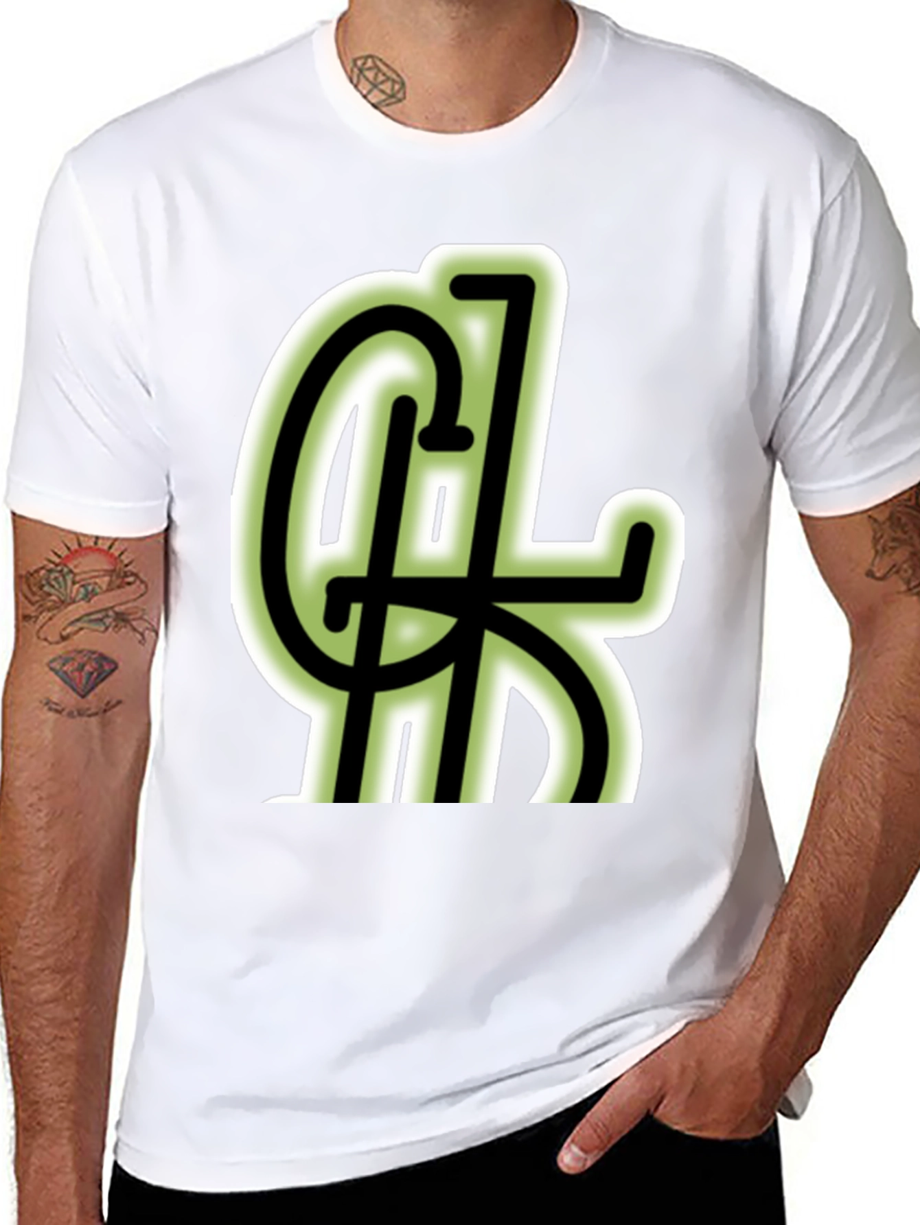 Black T-Shirt with Green Lettering Design