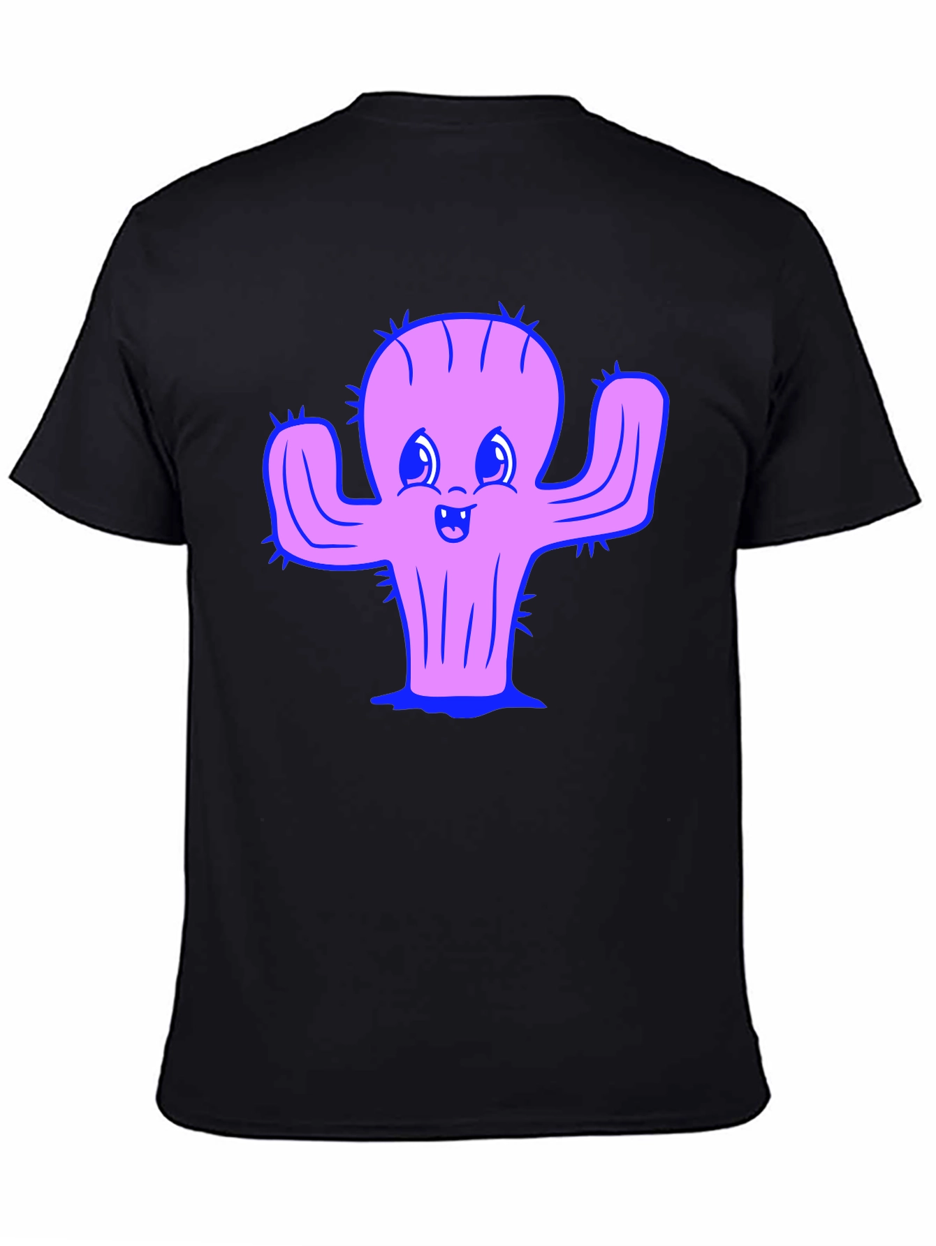 Cute Cactus Graphic Tee - Black Cotton Shirt