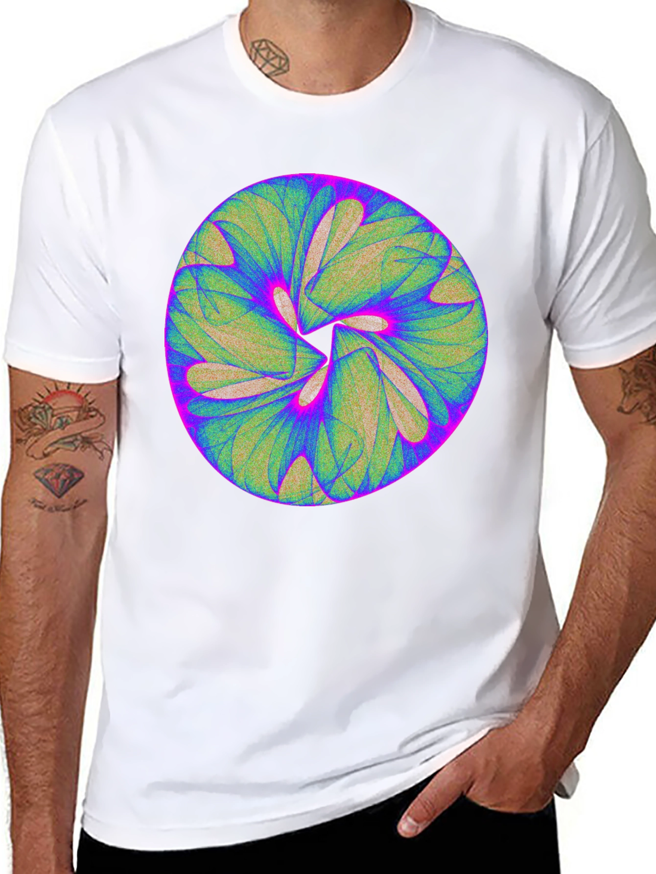 Abstract Circular Design Black T-Shirt