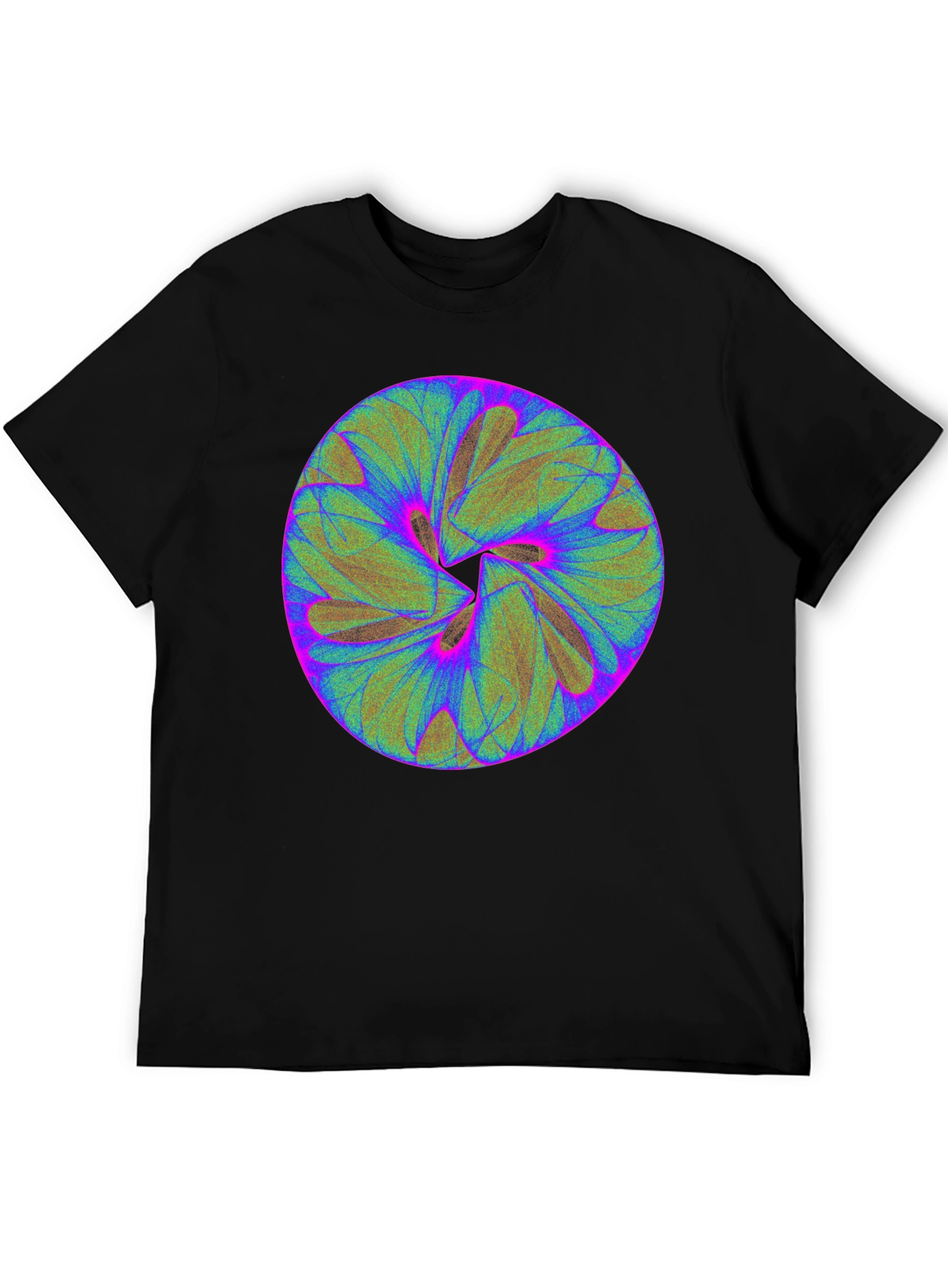 Abstract Circular Design Black T-Shirt