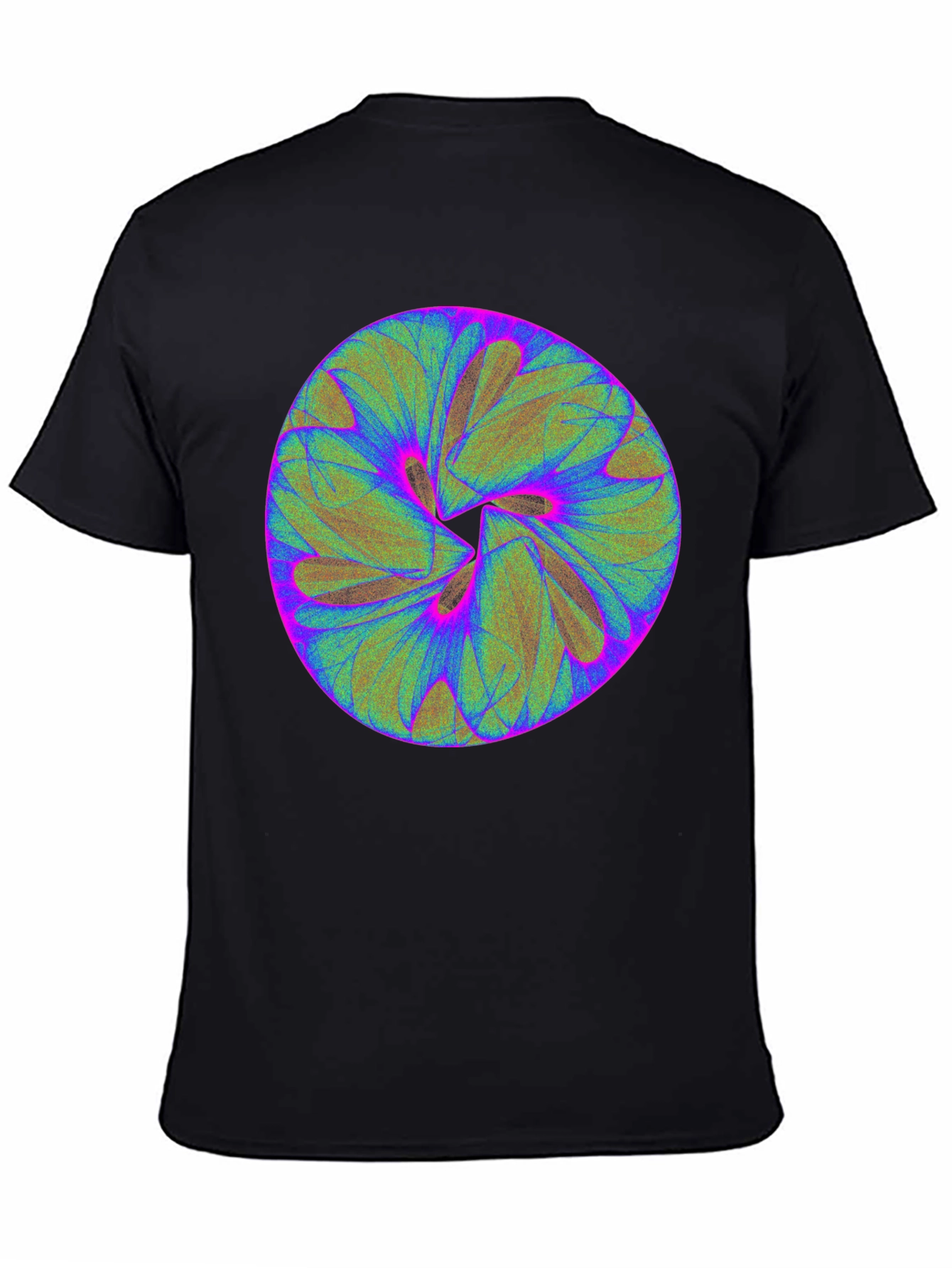 Abstract Circular Design Black T-Shirt
