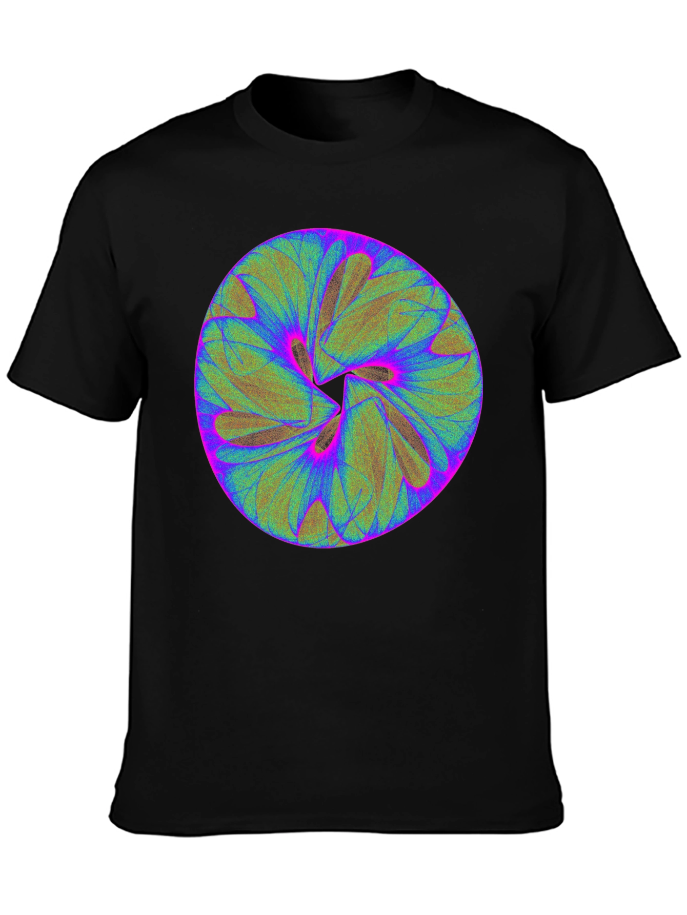 Abstract Circular Design Black T-Shirt