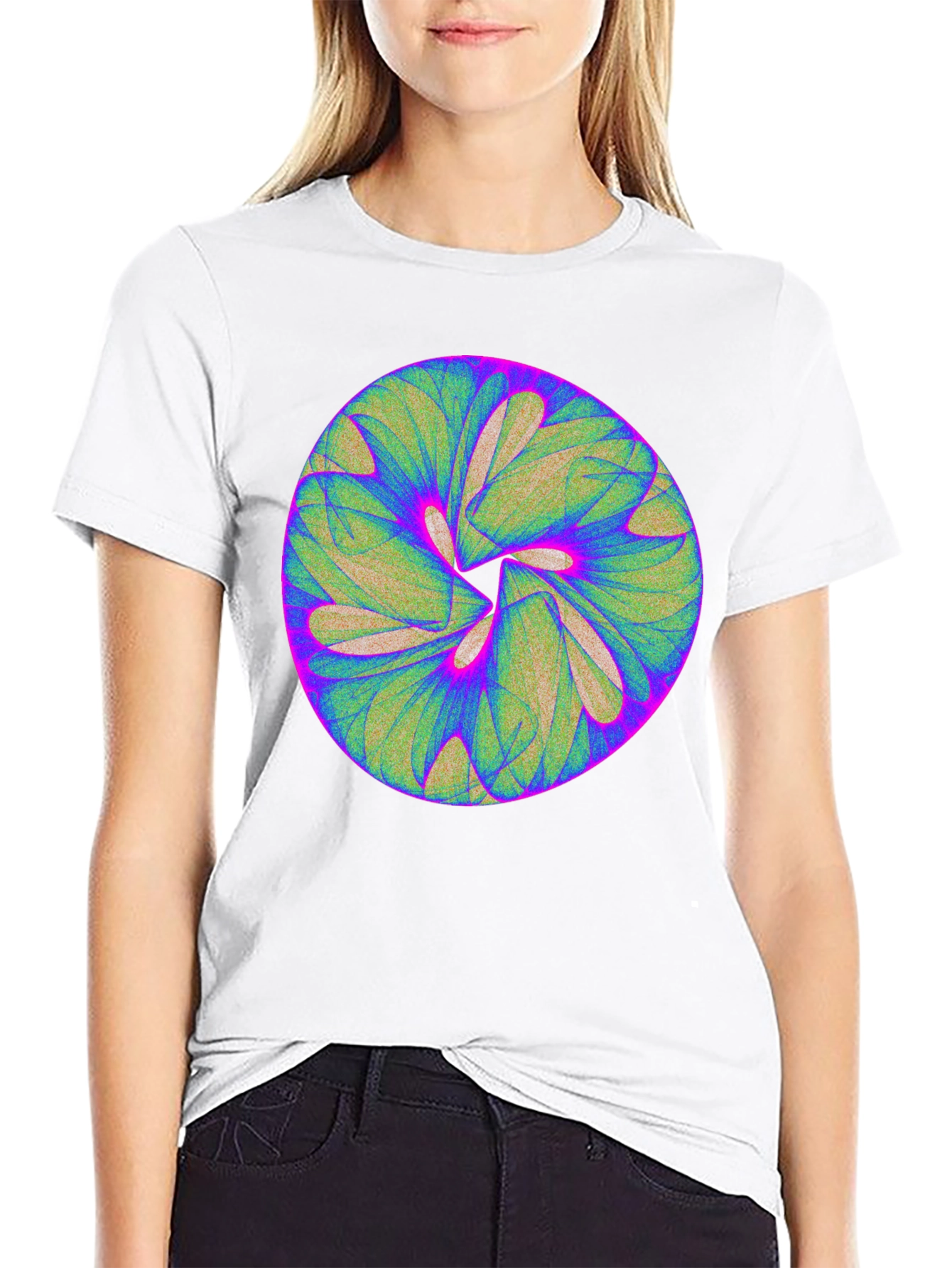 Abstract Circular Design Black T-Shirt