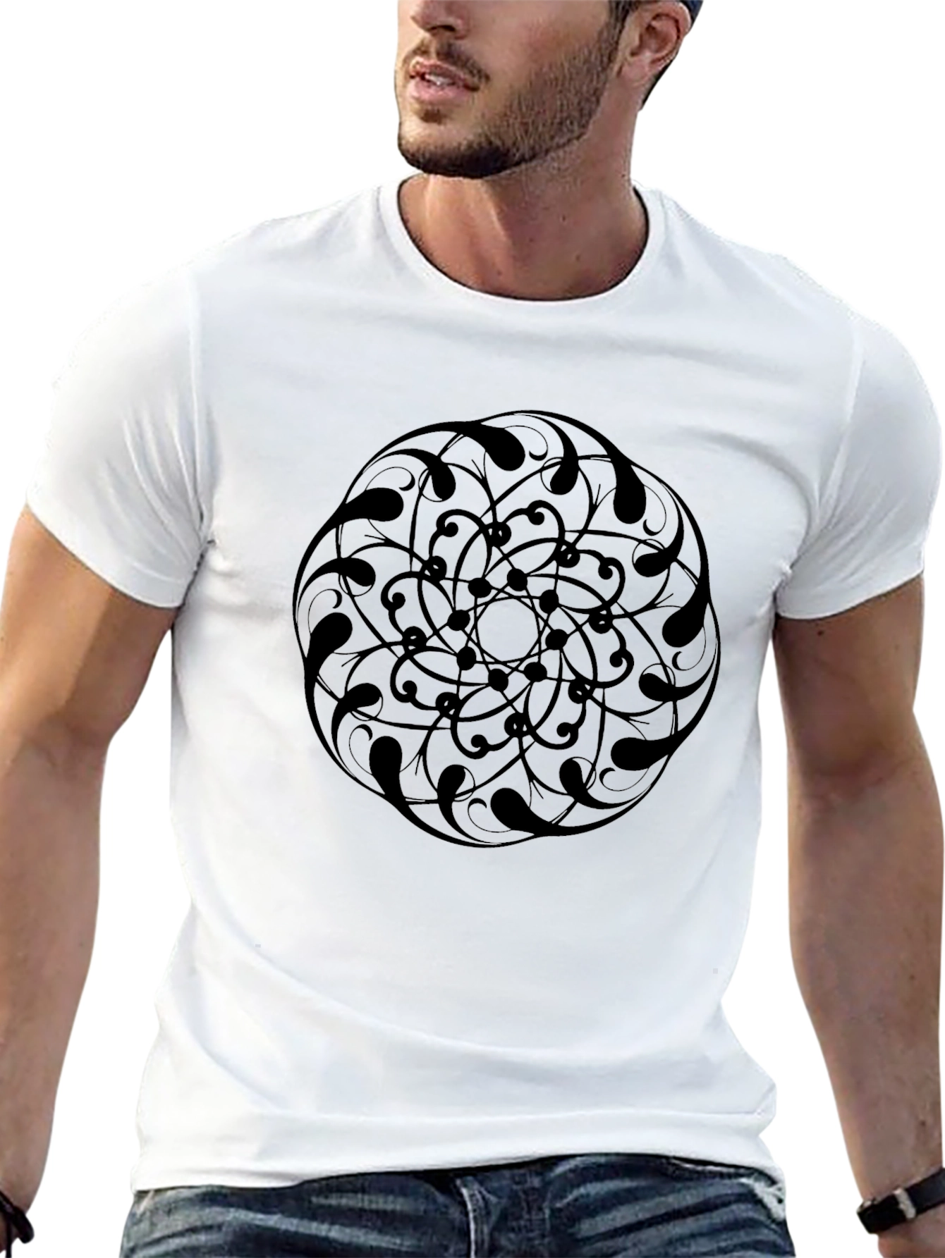 Black Mandala Graphic Tee - Stylish Casual Wear
