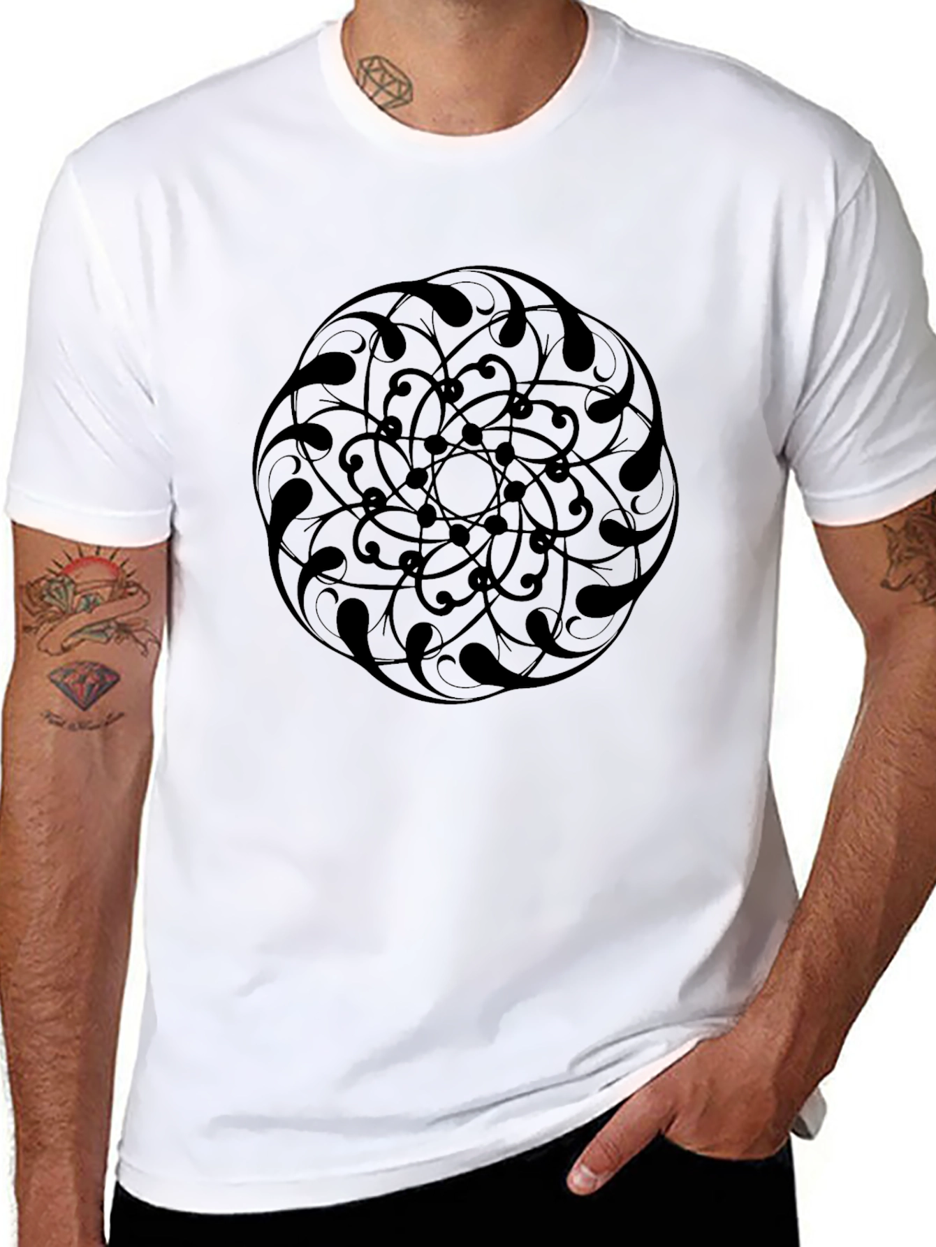 Black Mandala Graphic Tee - Stylish Casual Wear