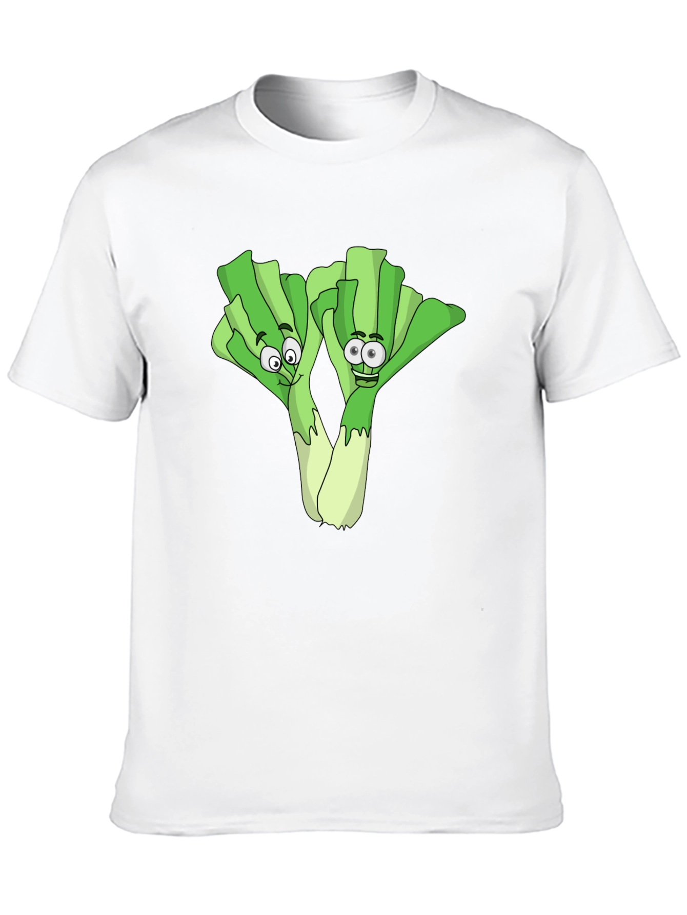 Funny Leek Cartoon Black T-Shirt