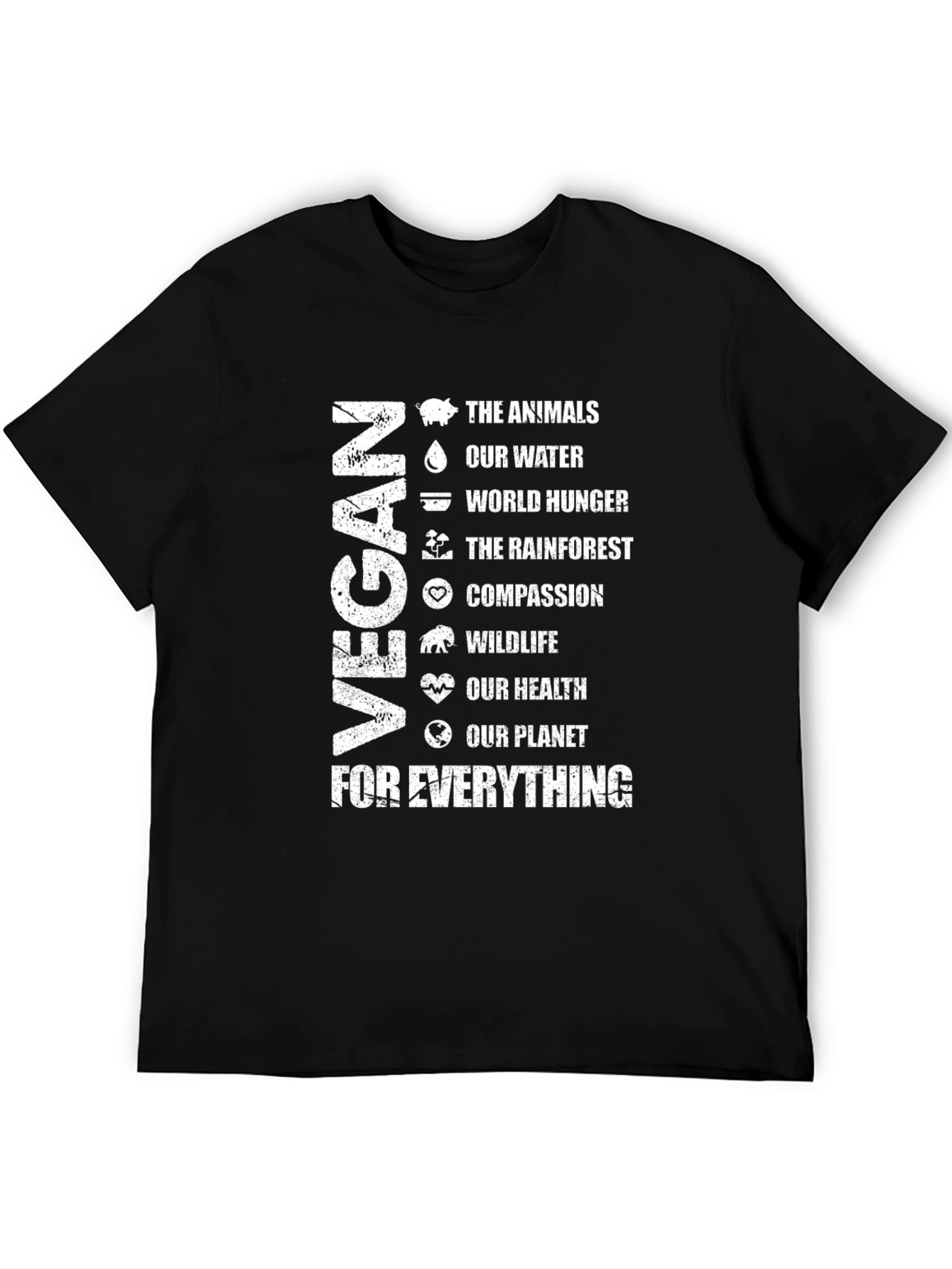 Vegan Graphic T-Shirt - Animals Water Hunger Planet