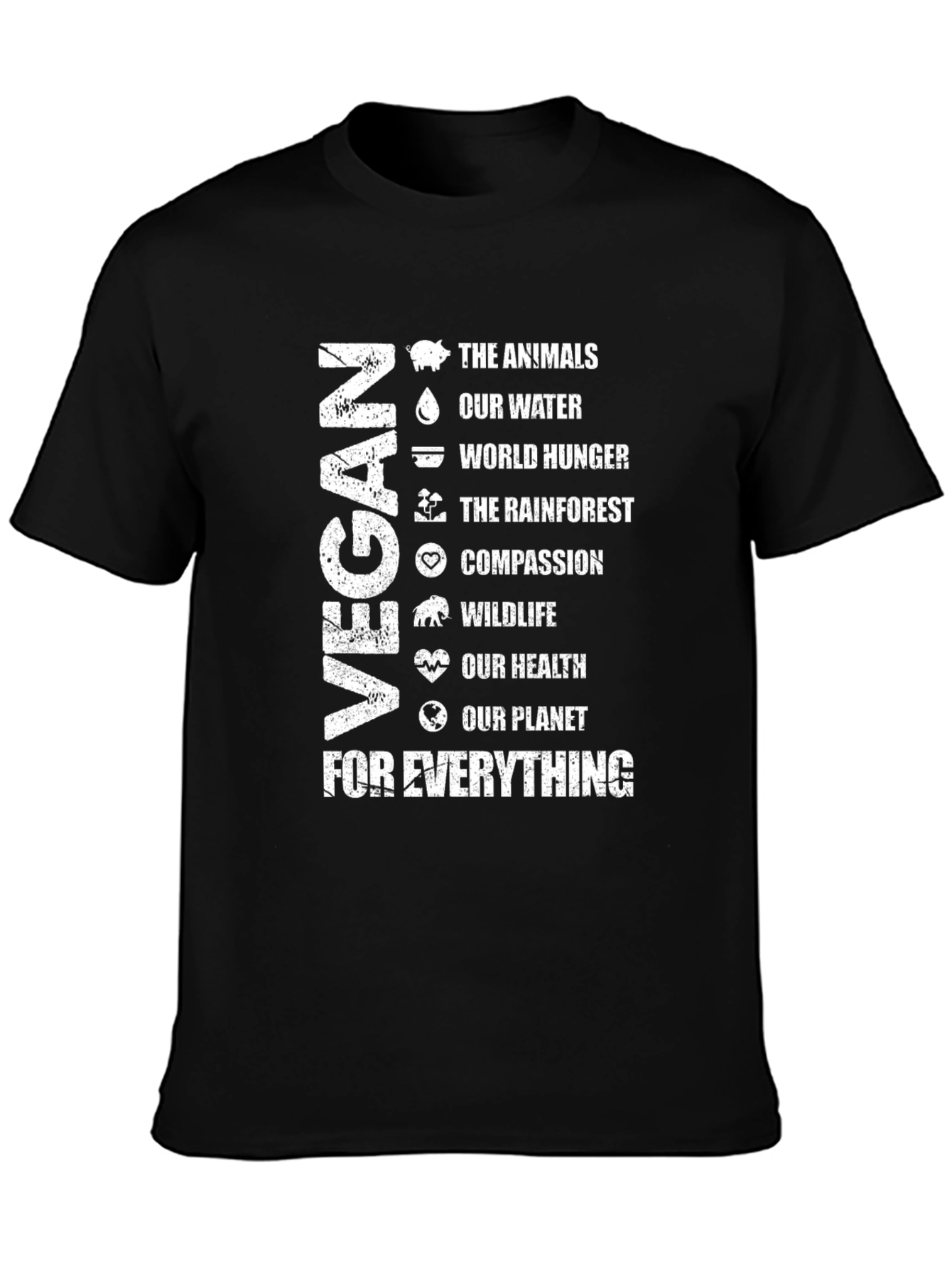Vegan Graphic T-Shirt - Animals Water Hunger Planet