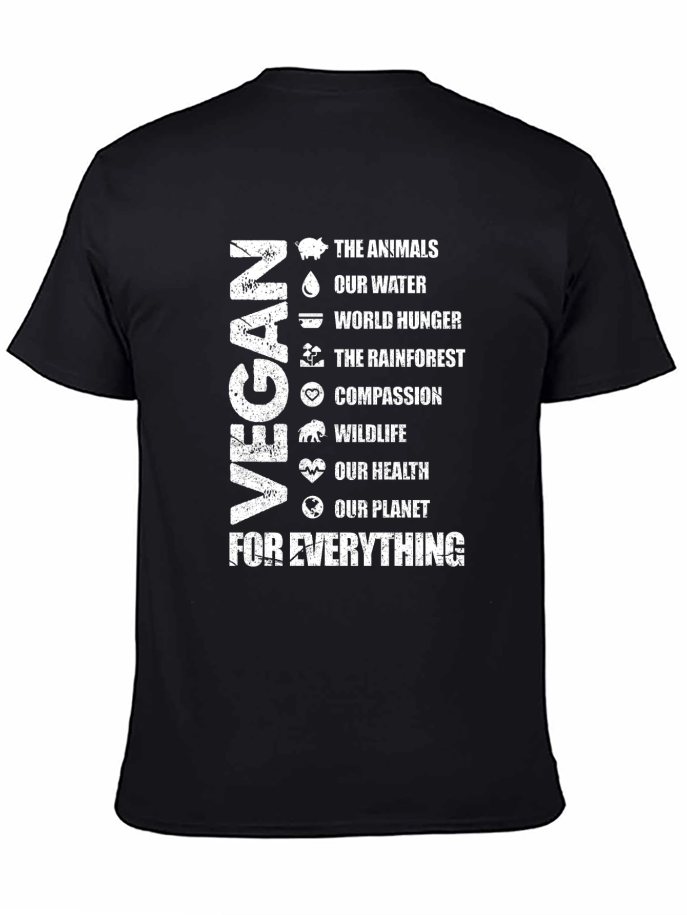 Vegan Graphic T-Shirt - Animals Water Hunger Planet