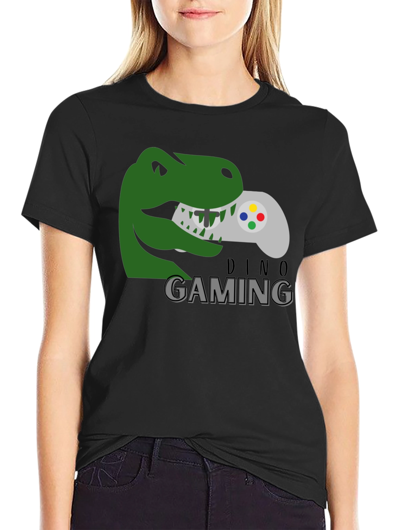 Dino Gaming T-Shirt - Gamer Dinosaur Controller Tee