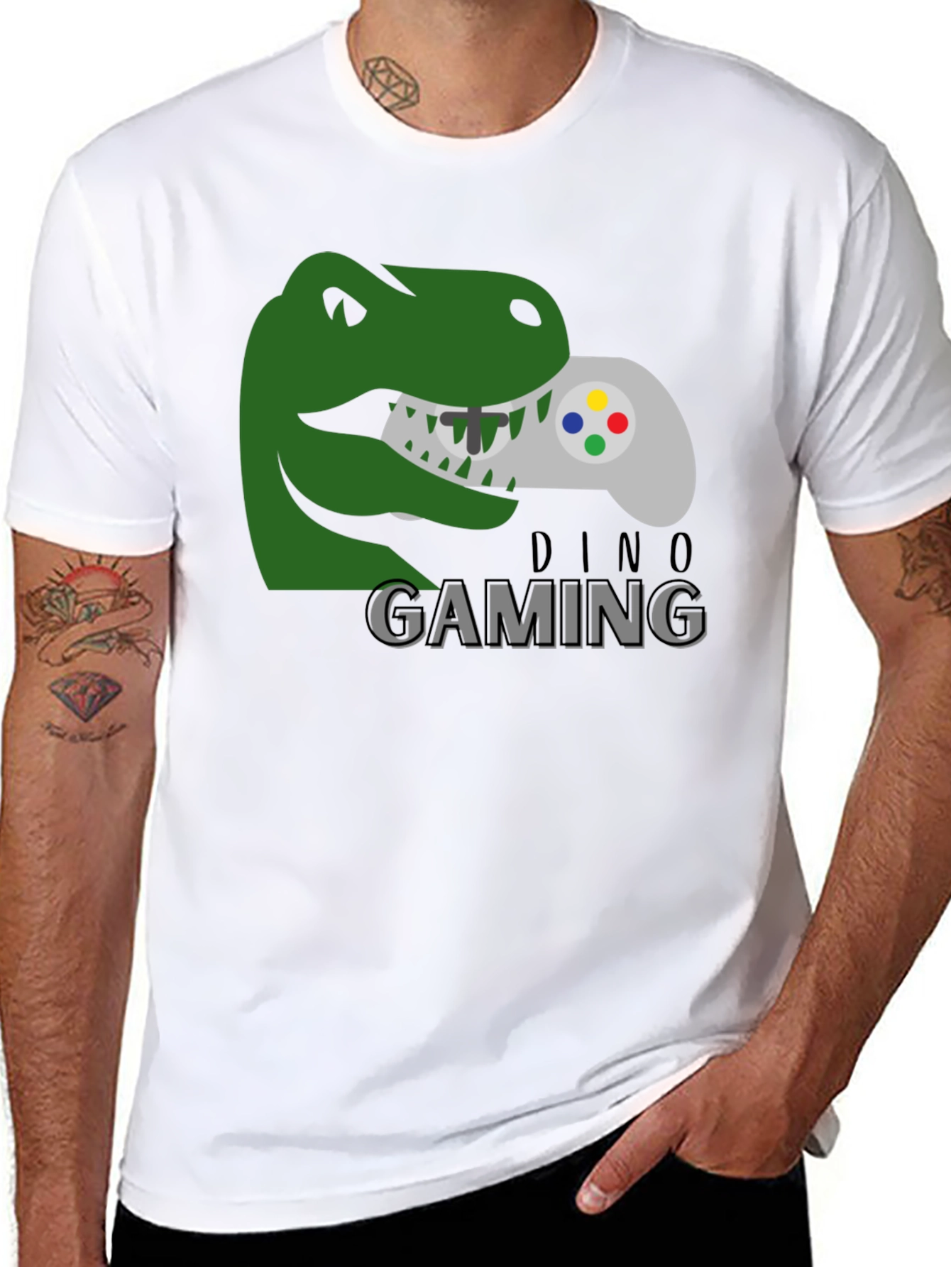 Dino Gaming T-Shirt - Gamer Dinosaur Controller Tee