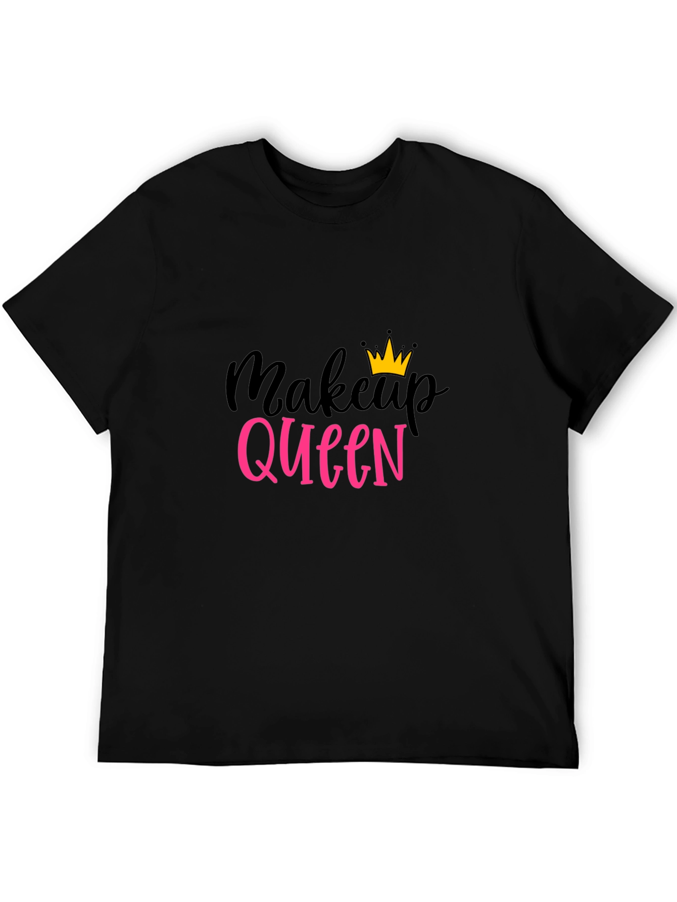 Makeup Queen T-Shirt - Black Cotton Tee with Crown