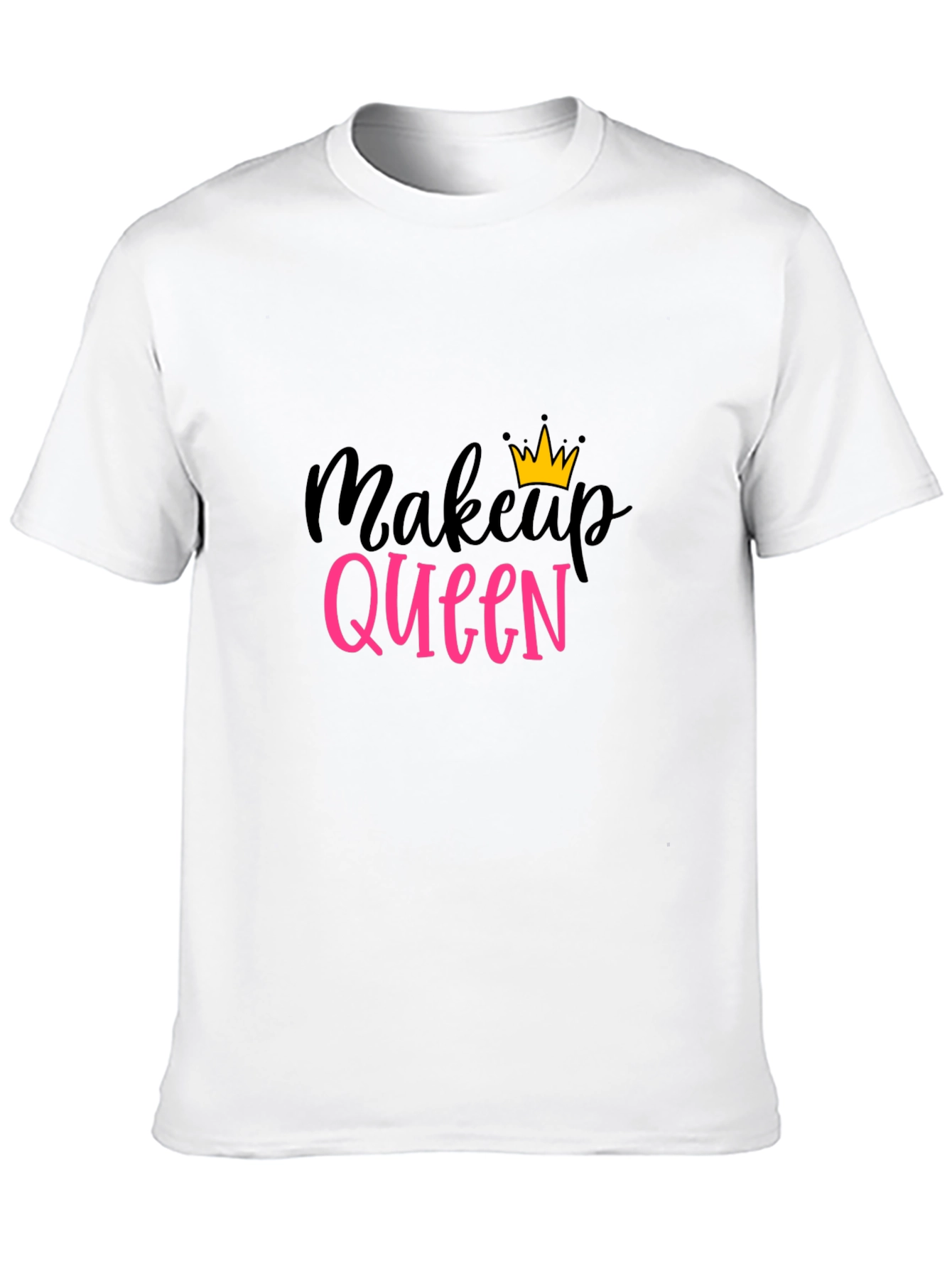 Makeup Queen T-Shirt - Black Cotton Tee with Crown