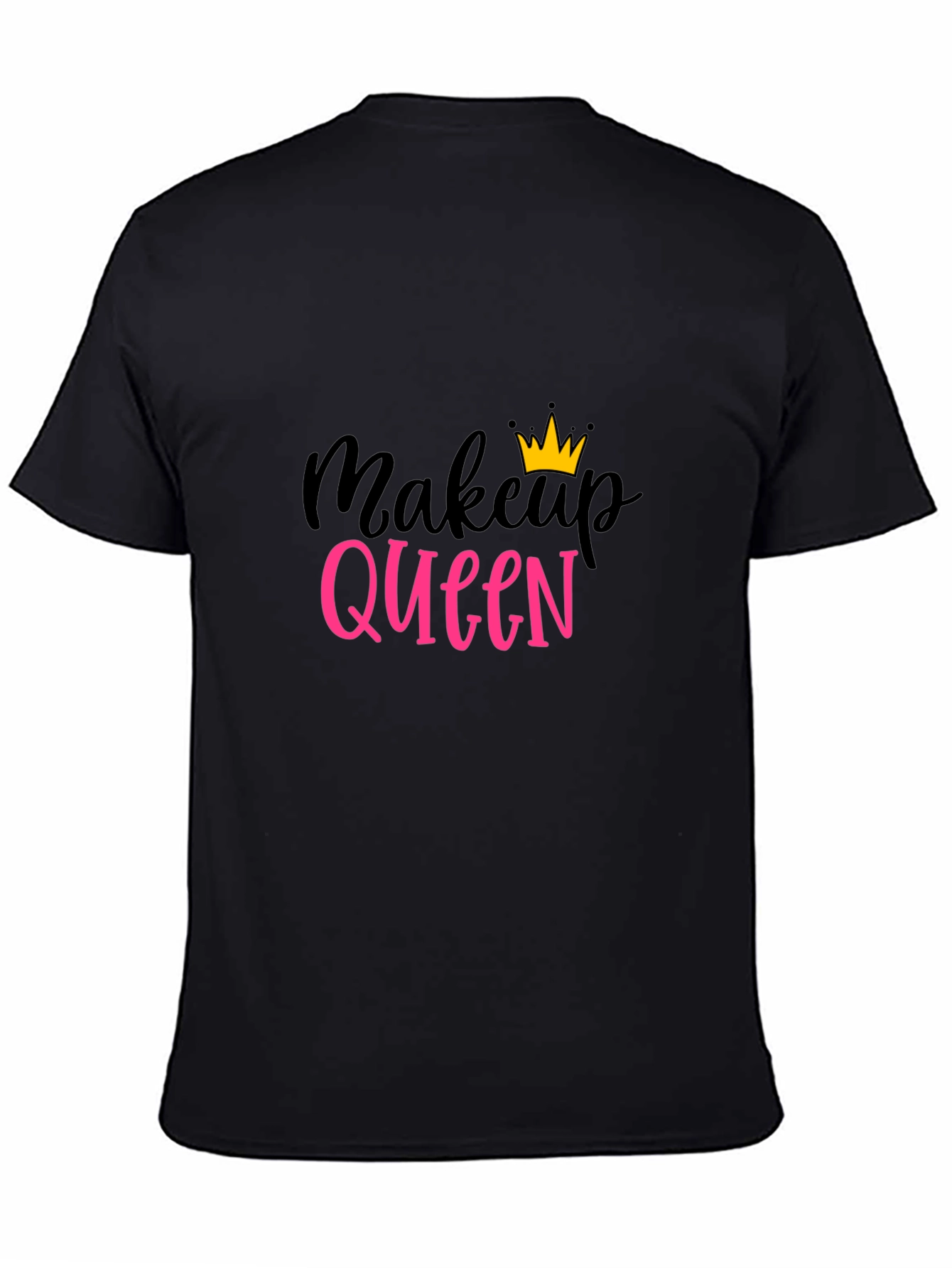 Makeup Queen T-Shirt - Black Cotton Tee with Crown