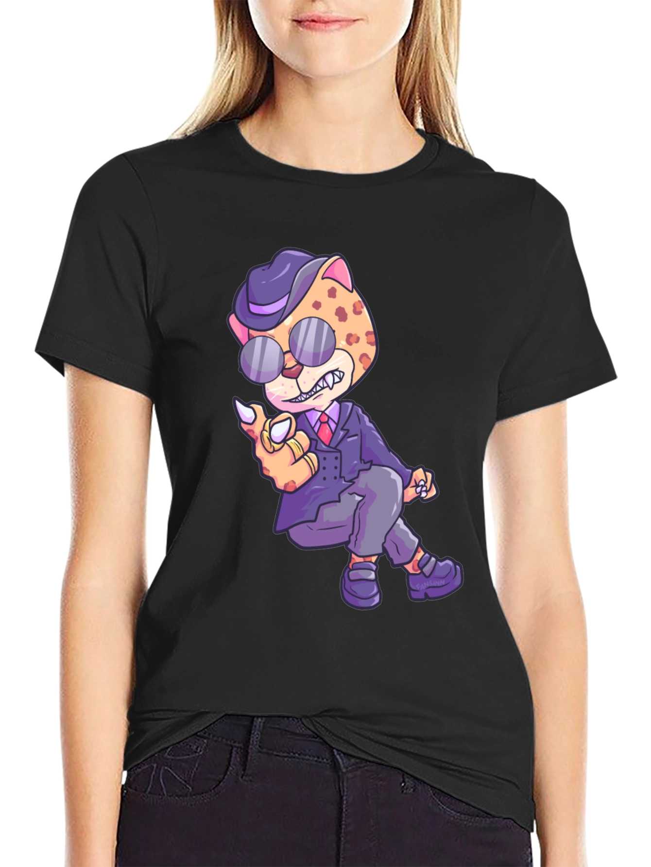 Cool Cat Graphic T-Shirt - Black