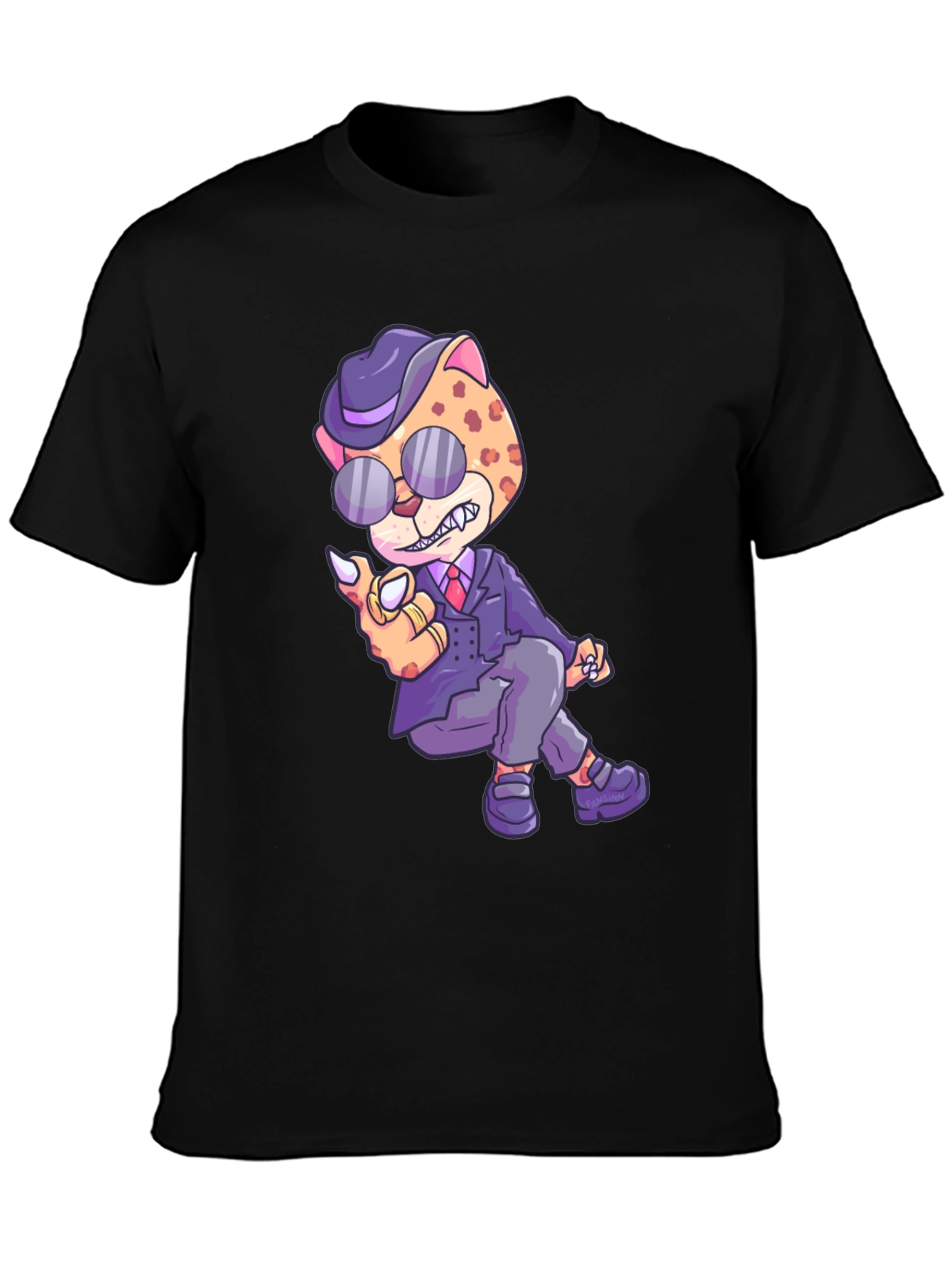 Cool Cat Graphic T-Shirt - Black