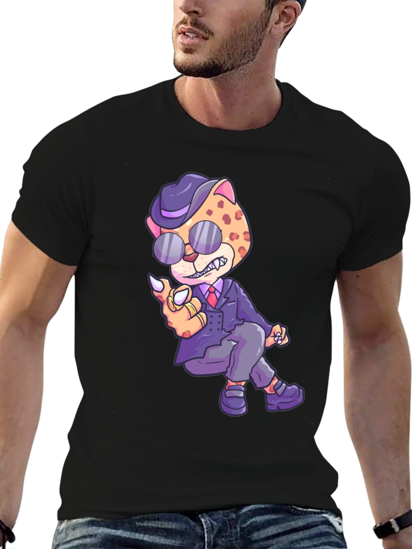 Cool Cat Graphic T-Shirt - Black
