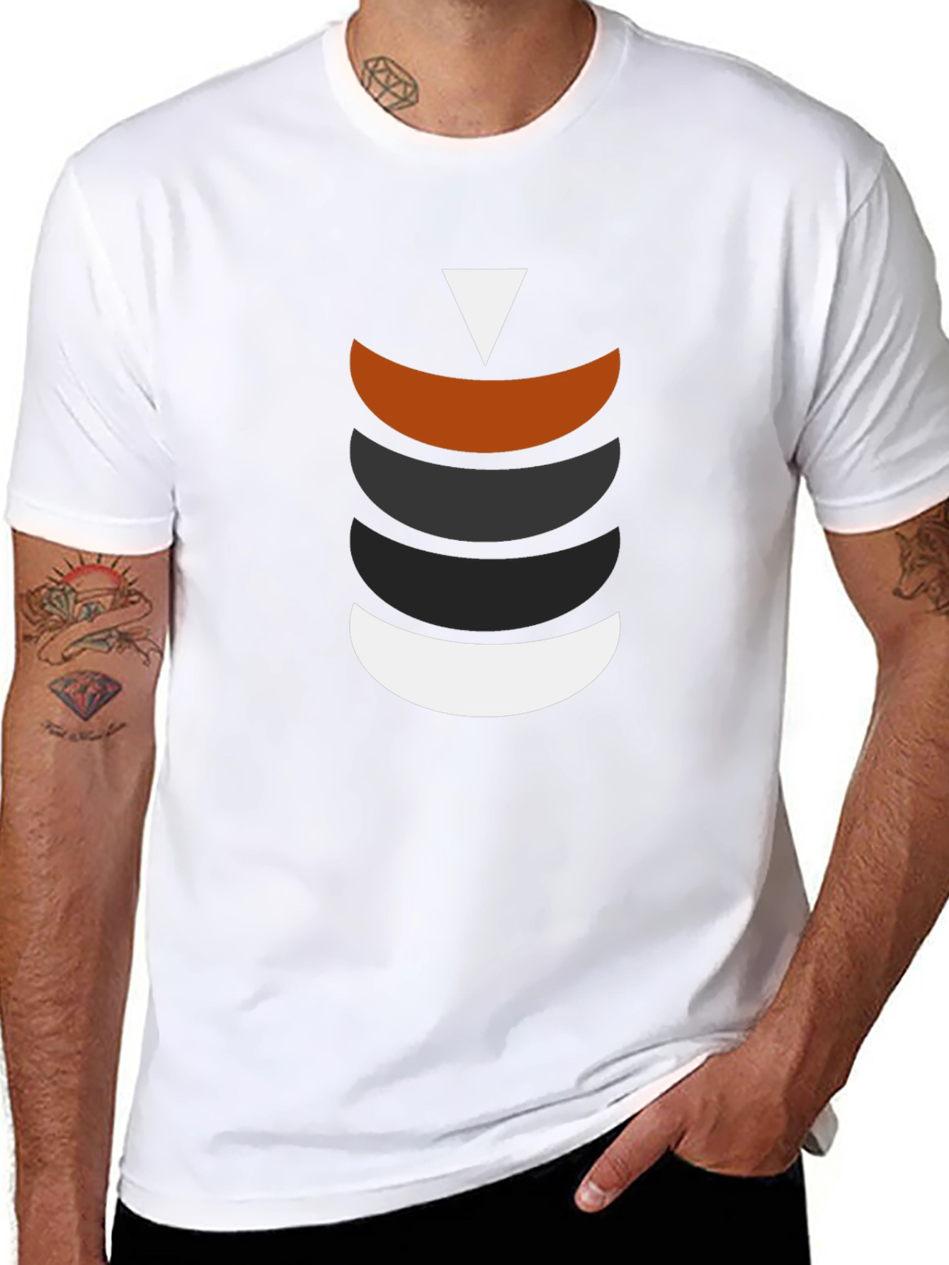 Modern Geometric Crescent Stack T-Shirt