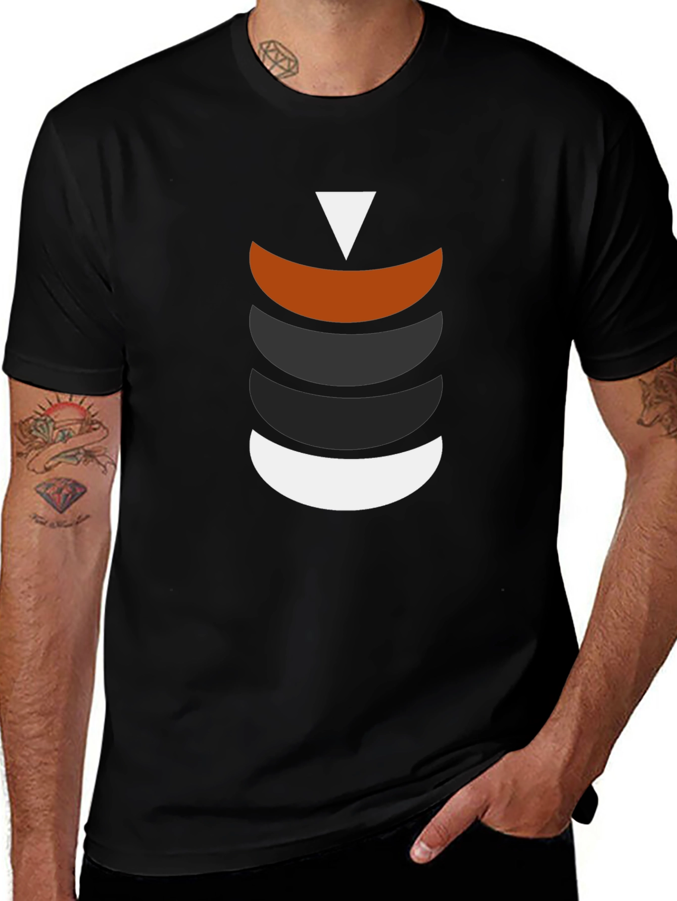 Modern Geometric Crescent Stack T-Shirt