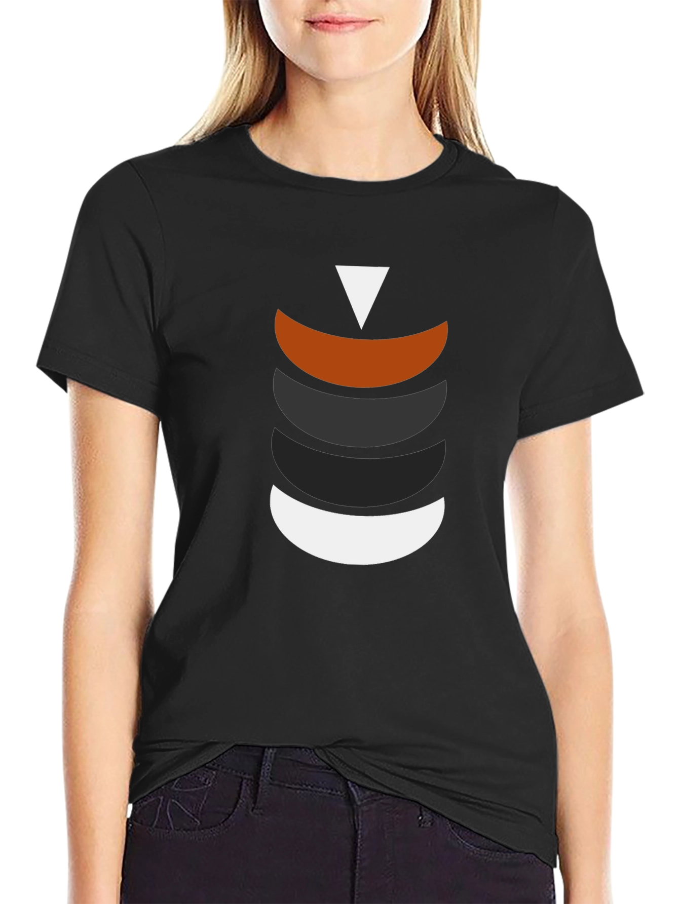 Modern Geometric Crescent Stack T-Shirt
