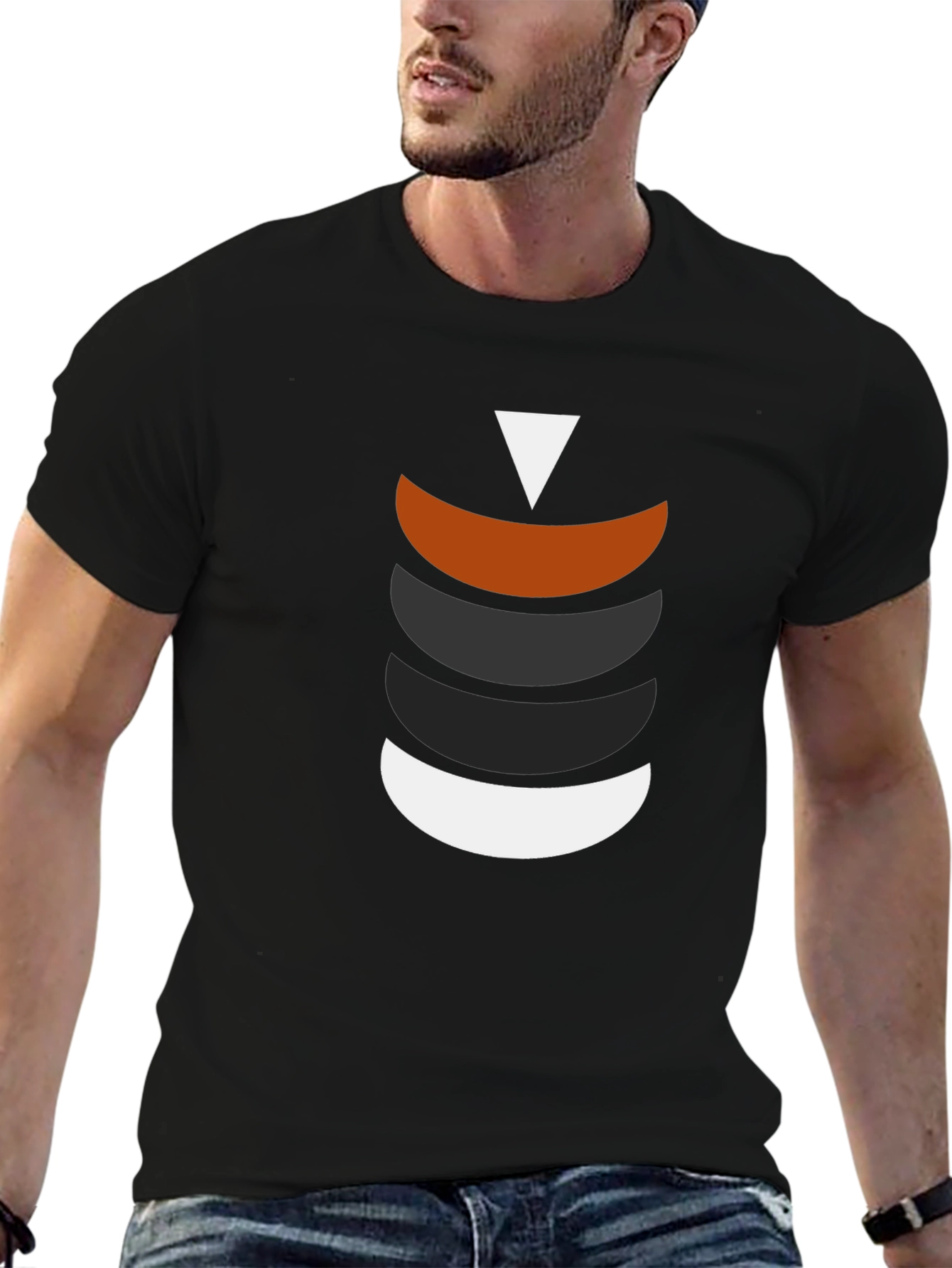 Modern Geometric Crescent Stack T-Shirt
