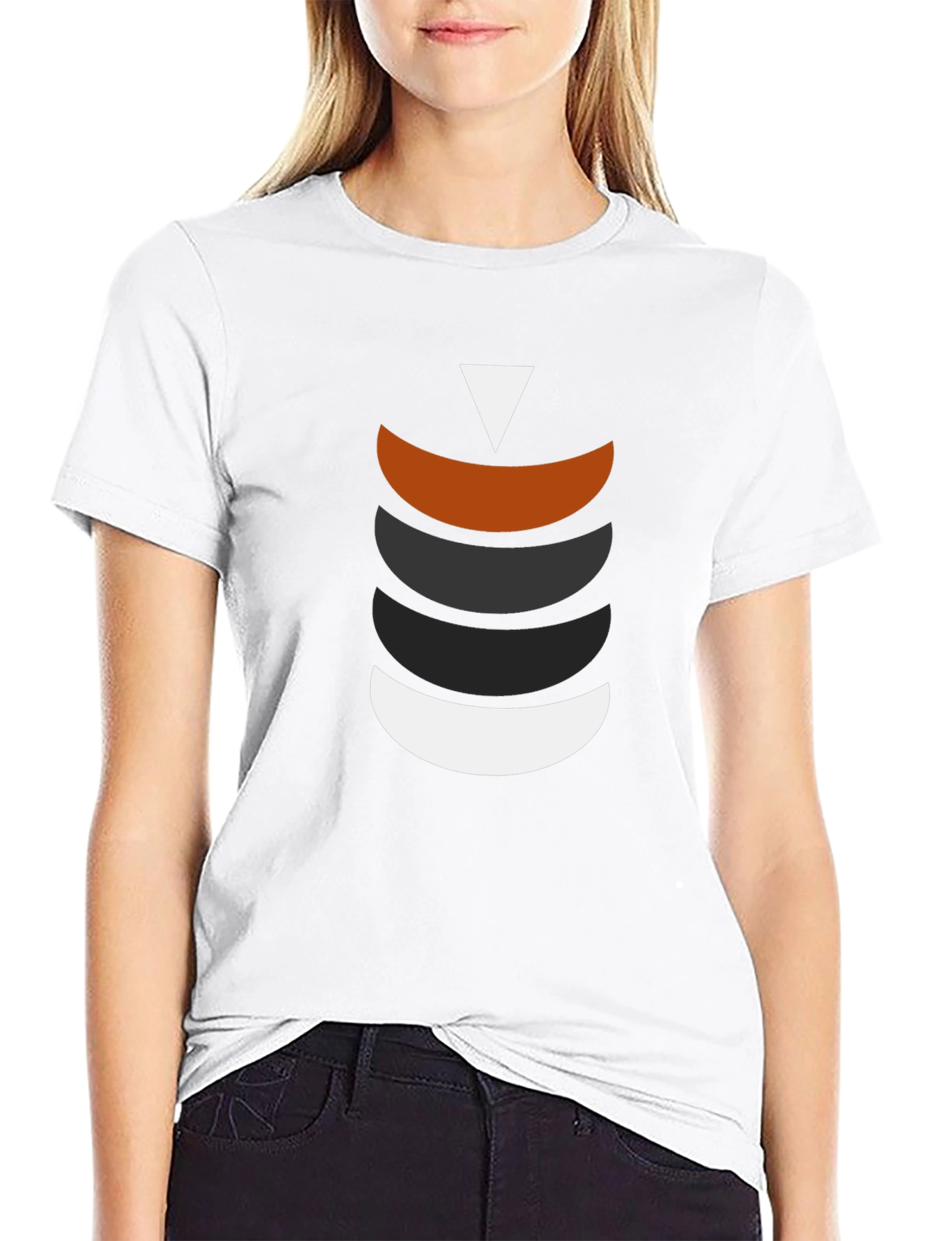 Modern Geometric Crescent Stack T-Shirt