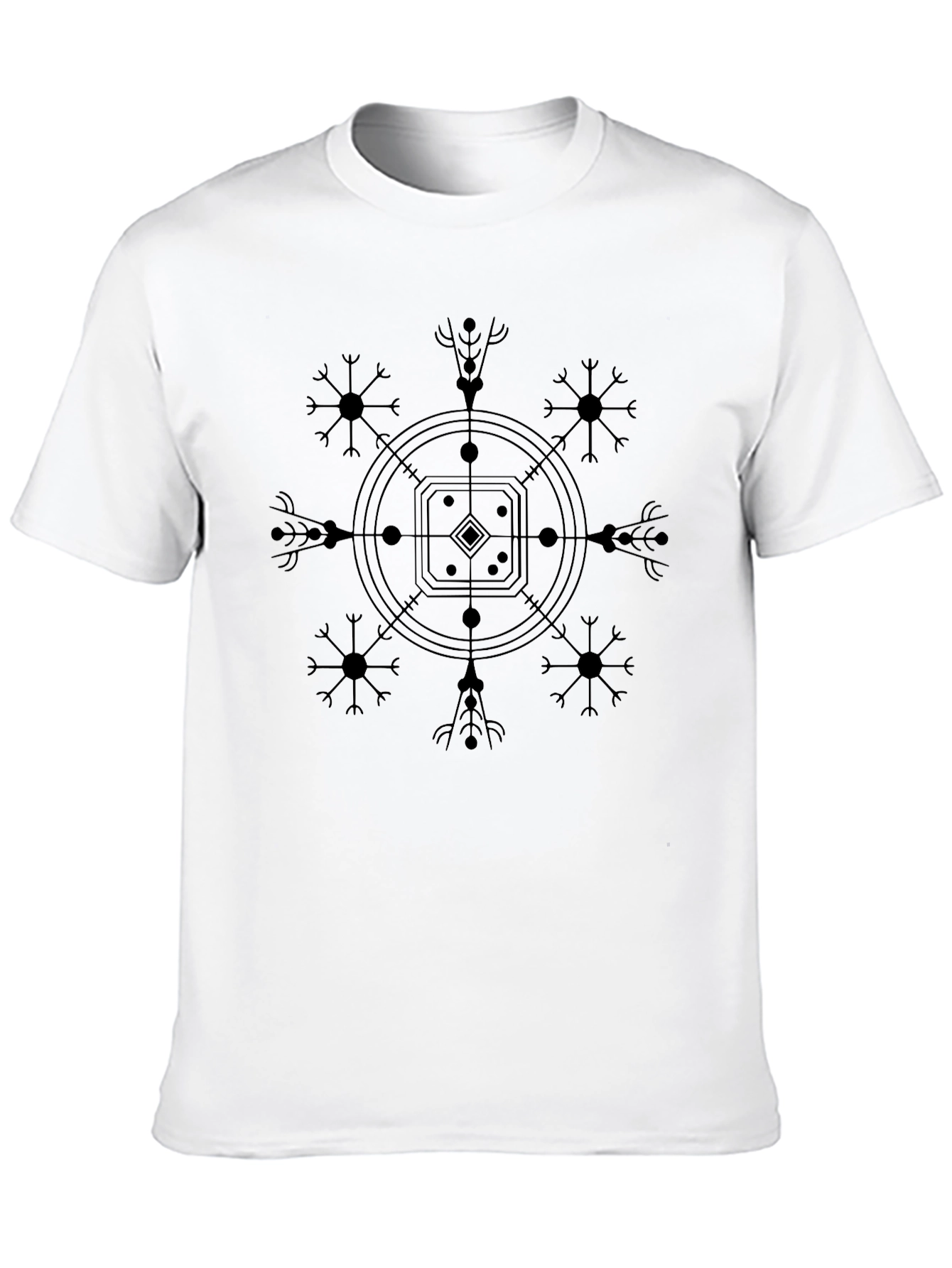Geometric Graphic Print Black T-Shirt - Mens Casual Tee
