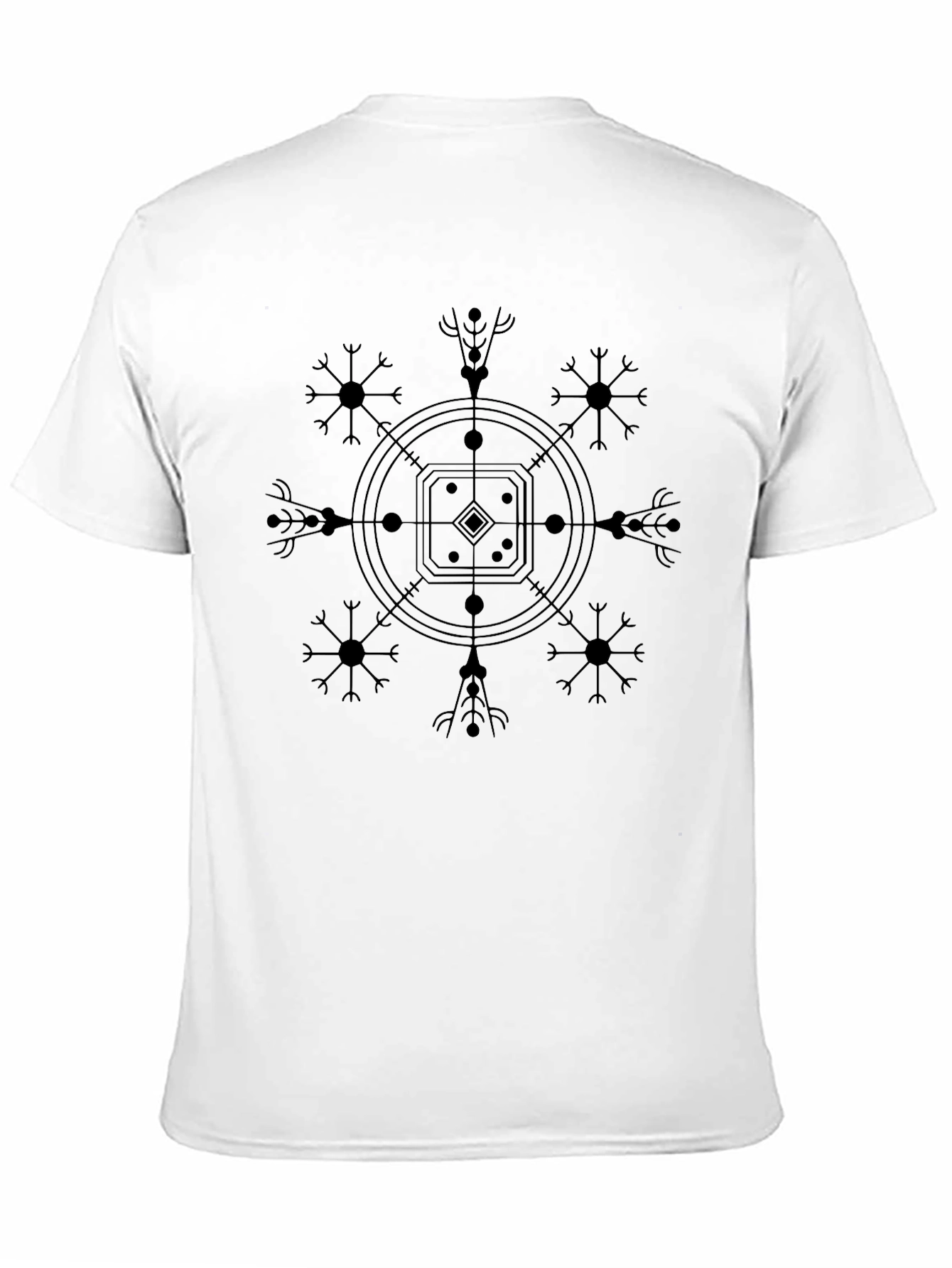 Geometric Graphic Print Black T-Shirt - Mens Casual Tee