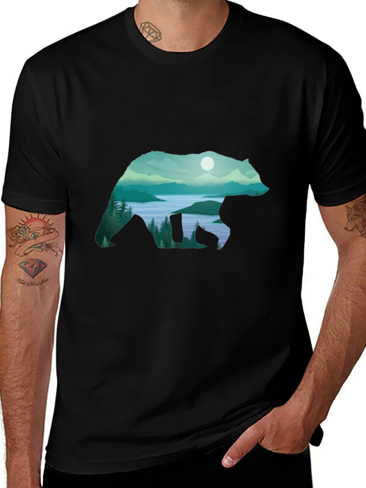 Bear Silhouette Landscape Graphic Tee