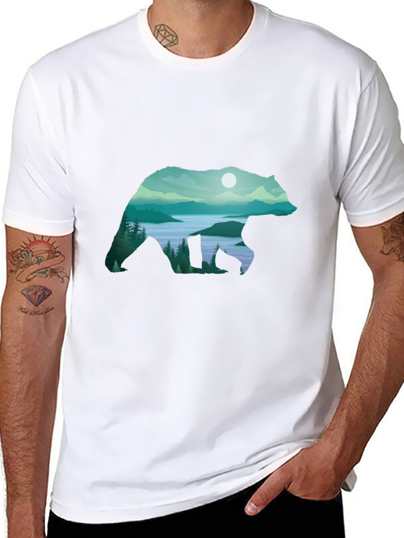 Bear Silhouette Landscape Graphic Tee