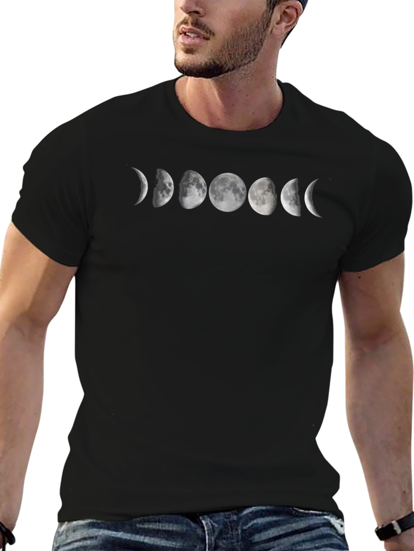 Lunar Phase T-Shirt - Black Cotton Tee