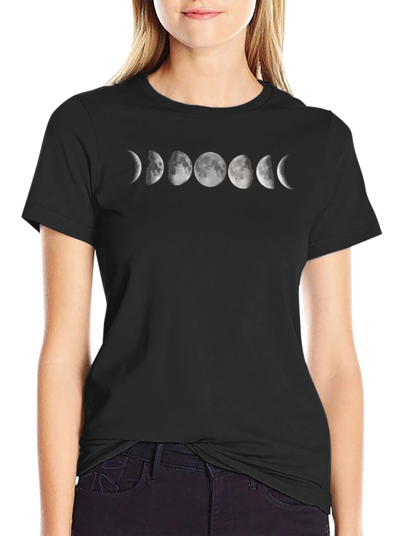 Lunar Phase T-Shirt - Black Cotton Tee