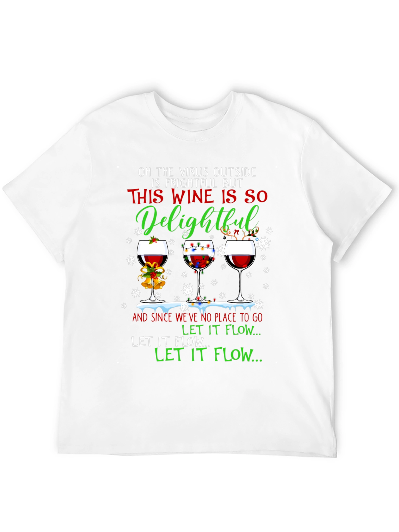 Funny Christmas Wine T-Shirt - Virus Delightful