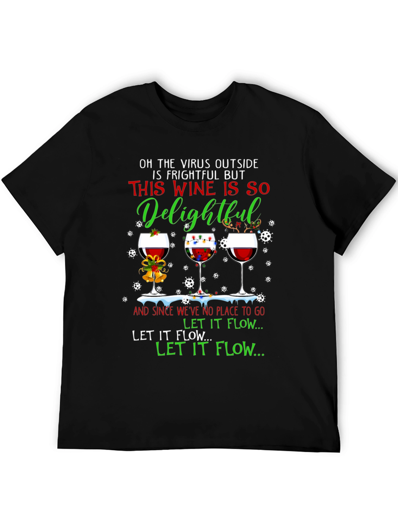 Funny Christmas Wine T-Shirt - Virus Delightful