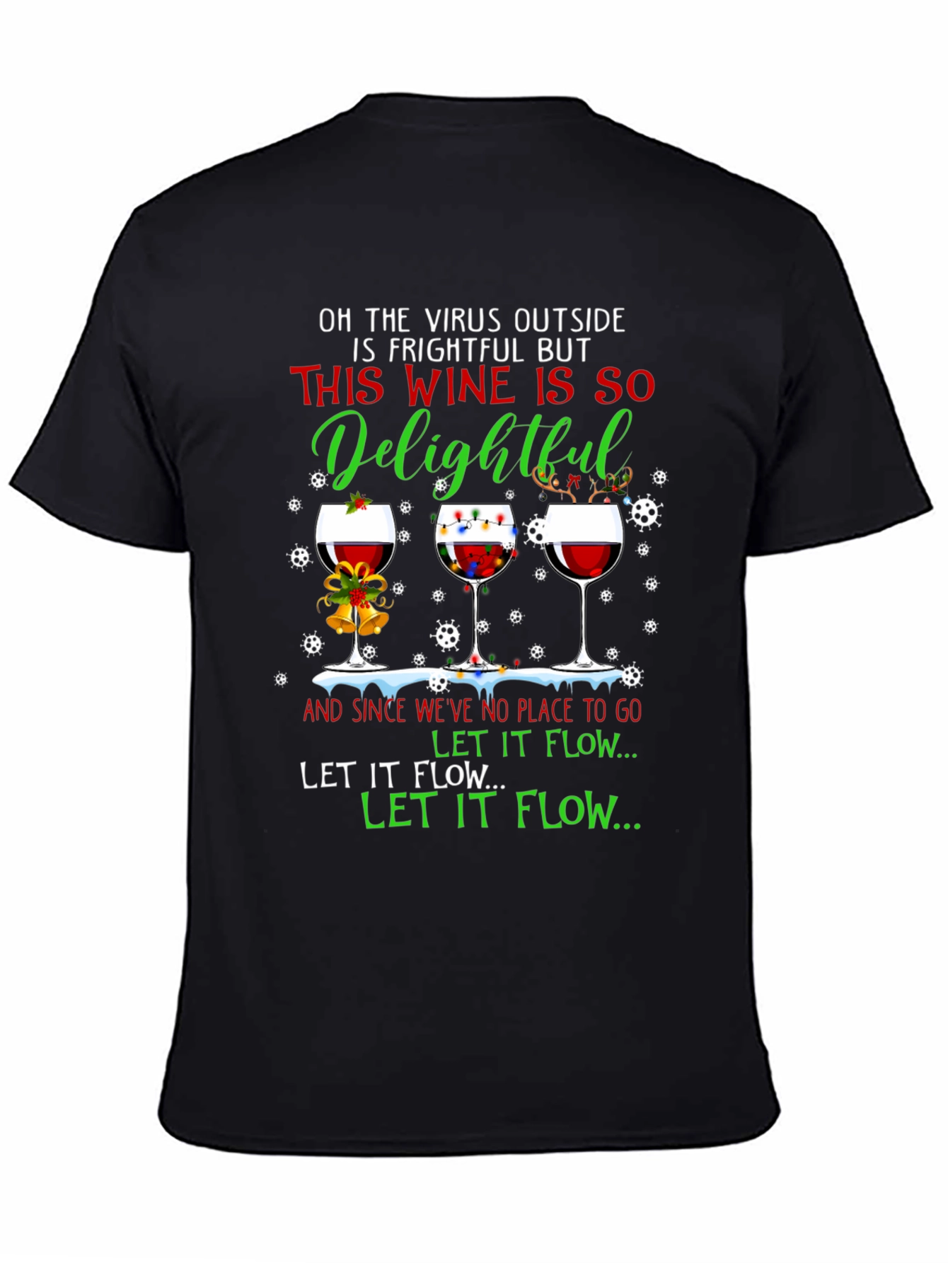 Funny Christmas Wine T-Shirt - Virus Delightful