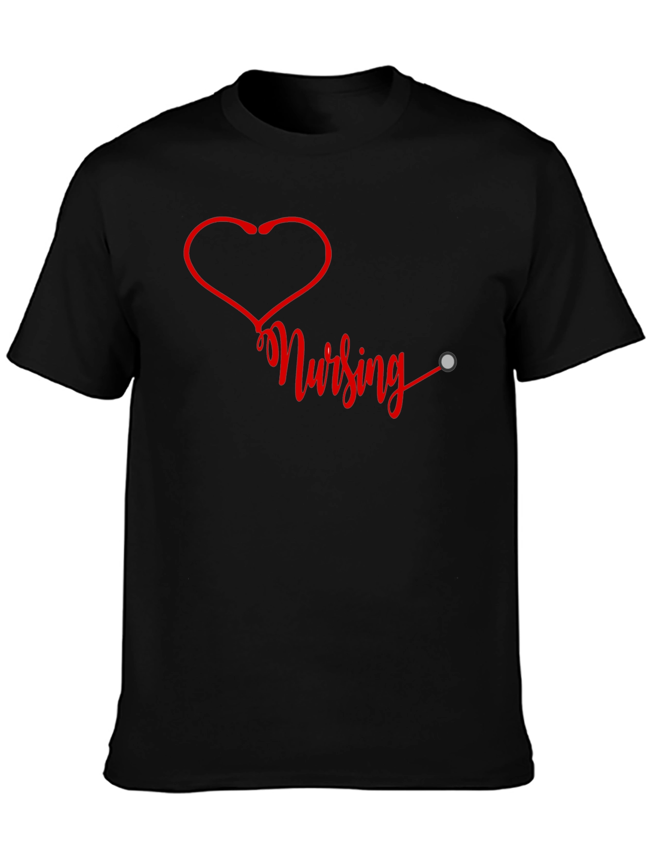 Nursing Heartbeat Graphic T-Shirt - Black