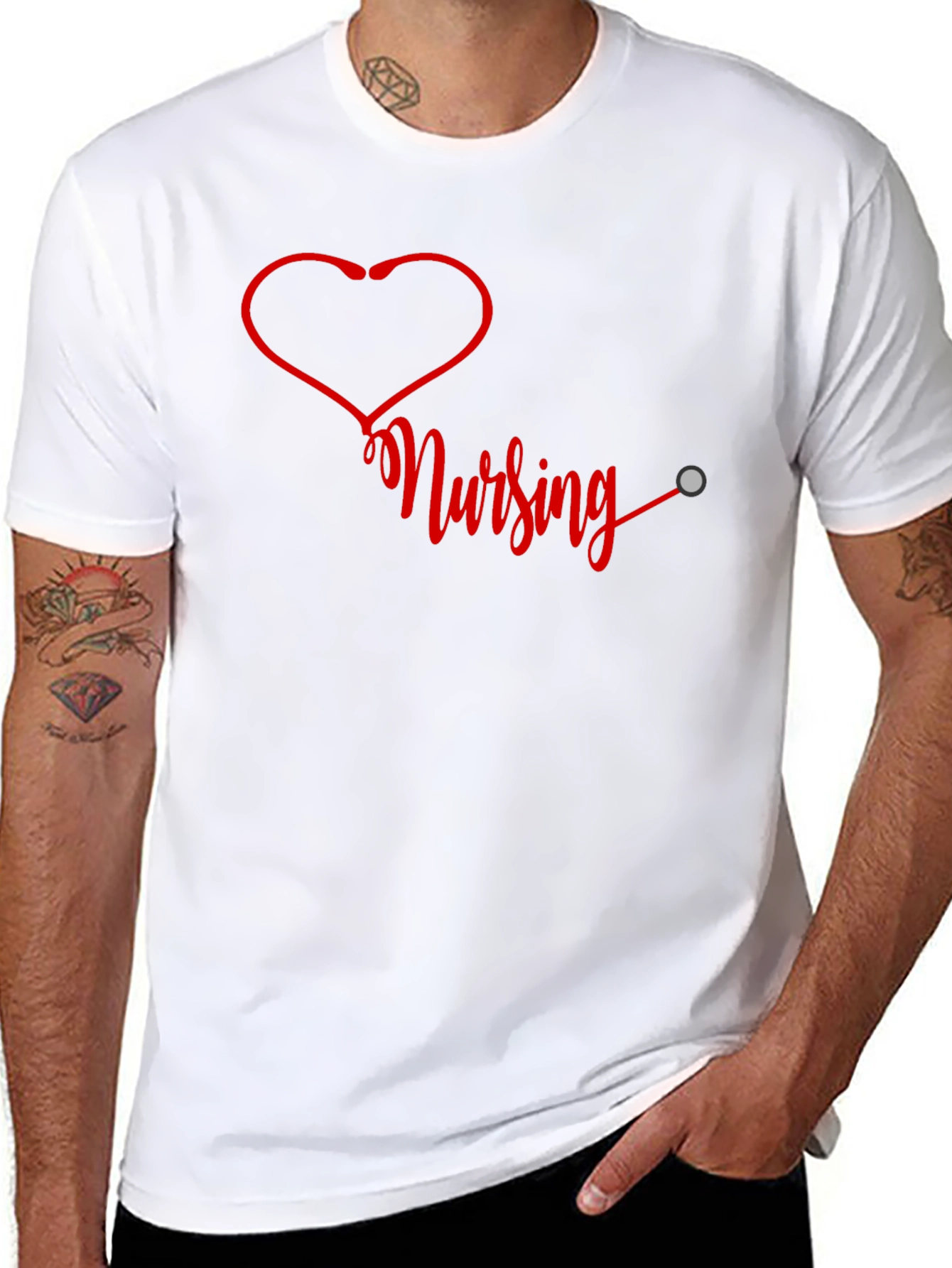 Nursing Heartbeat Graphic T-Shirt - Black