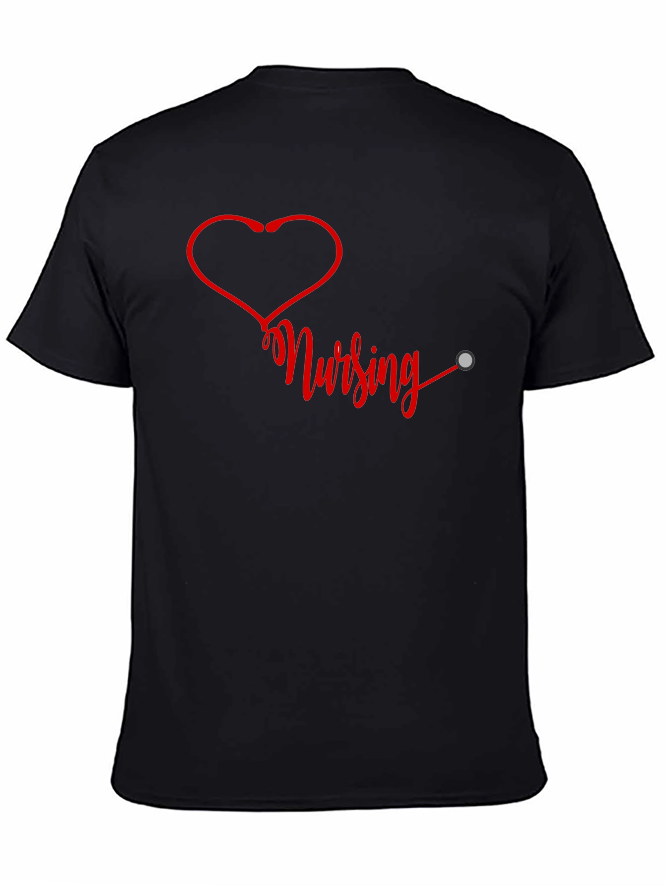 Nursing Heartbeat Graphic T-Shirt - Black