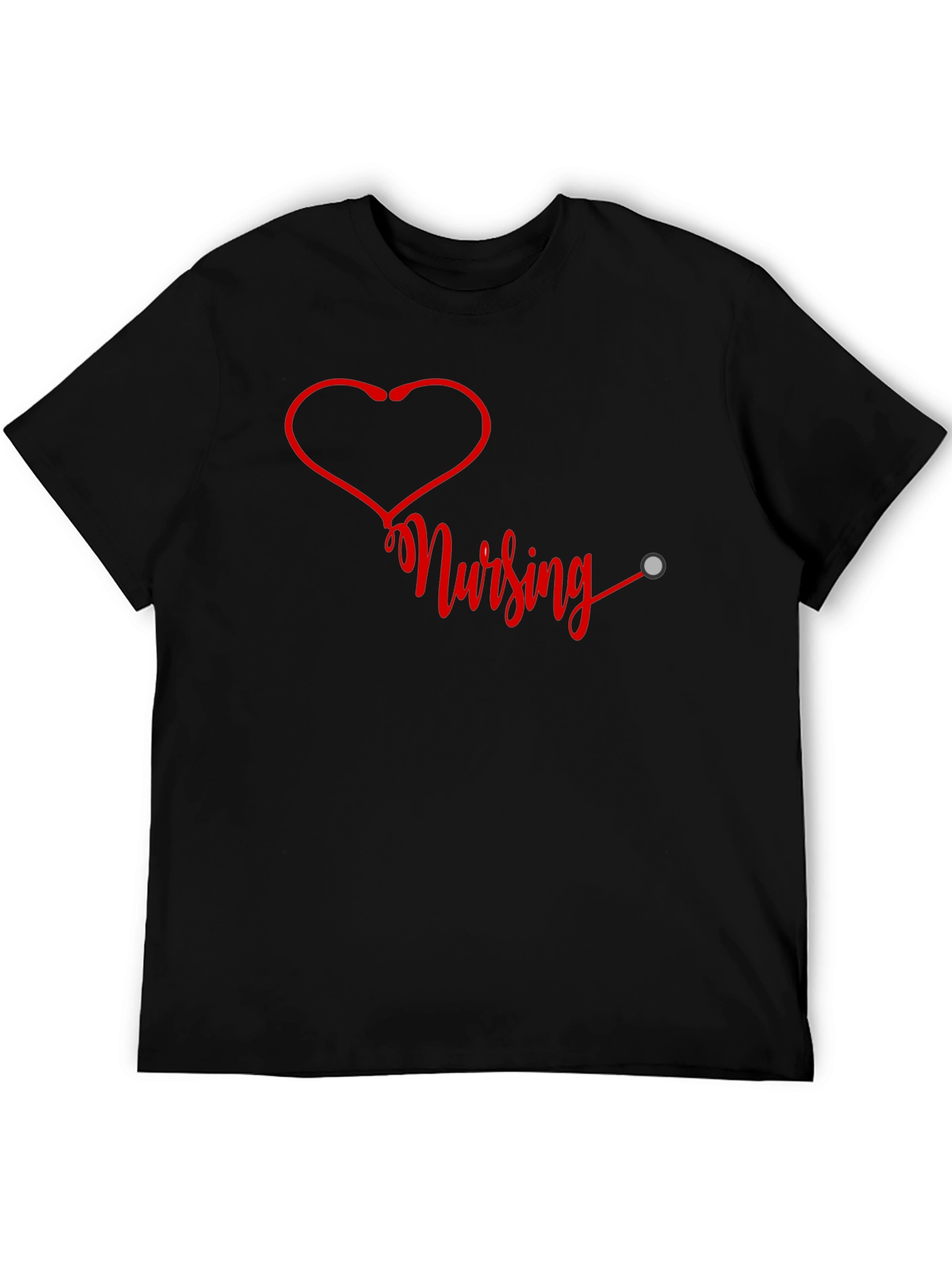 Nursing Heartbeat Graphic T-Shirt - Black