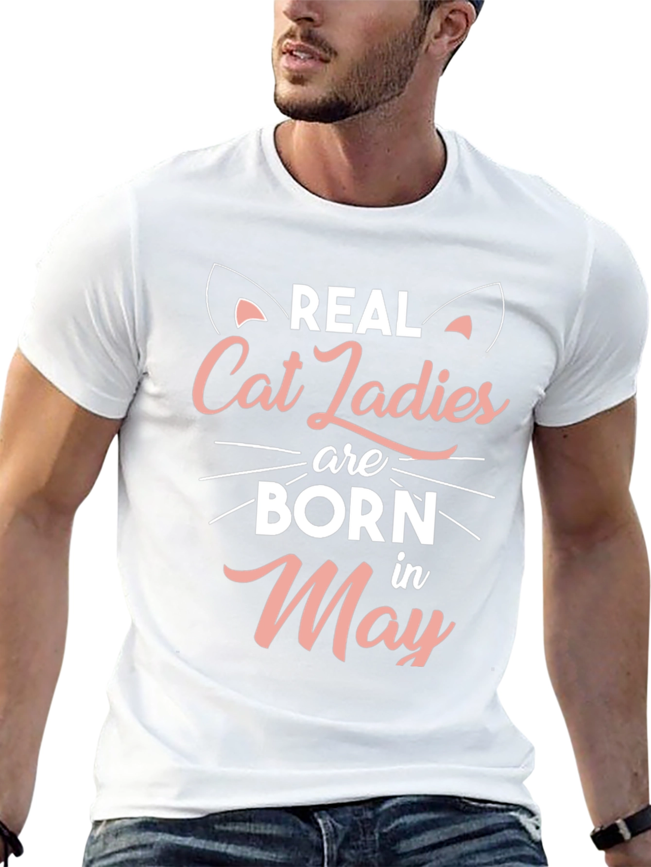 Real Cat Ladies Born in May Black T-Shirt