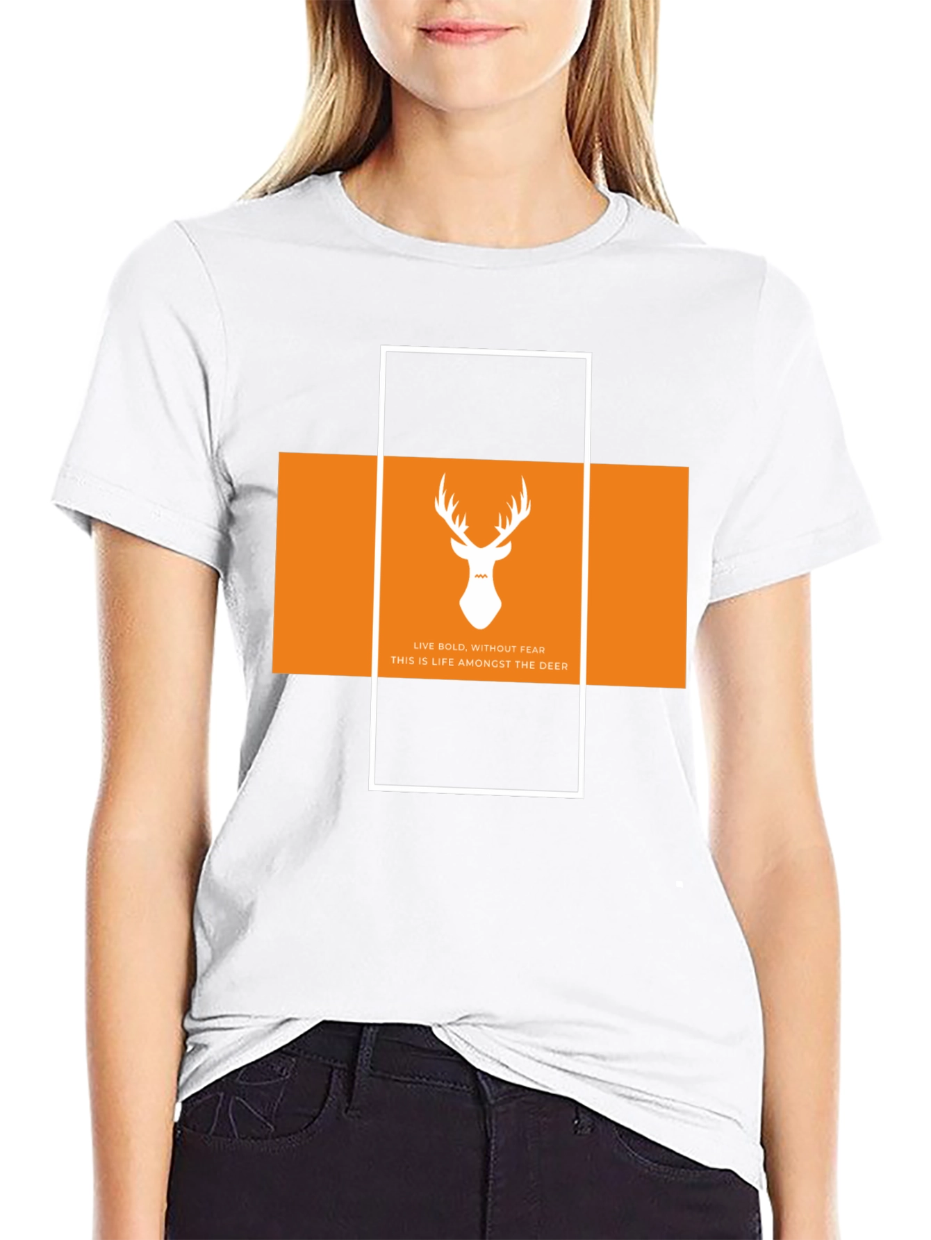 Bold Deer Graphic Tee - Stylish Black Cotton T-Shirt